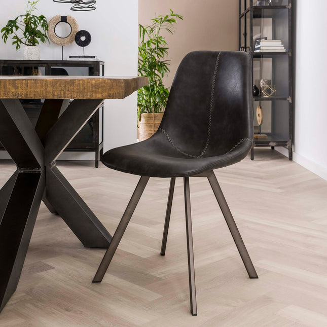Chair zig-zag plat frame. VPE4  Saddle PU Black