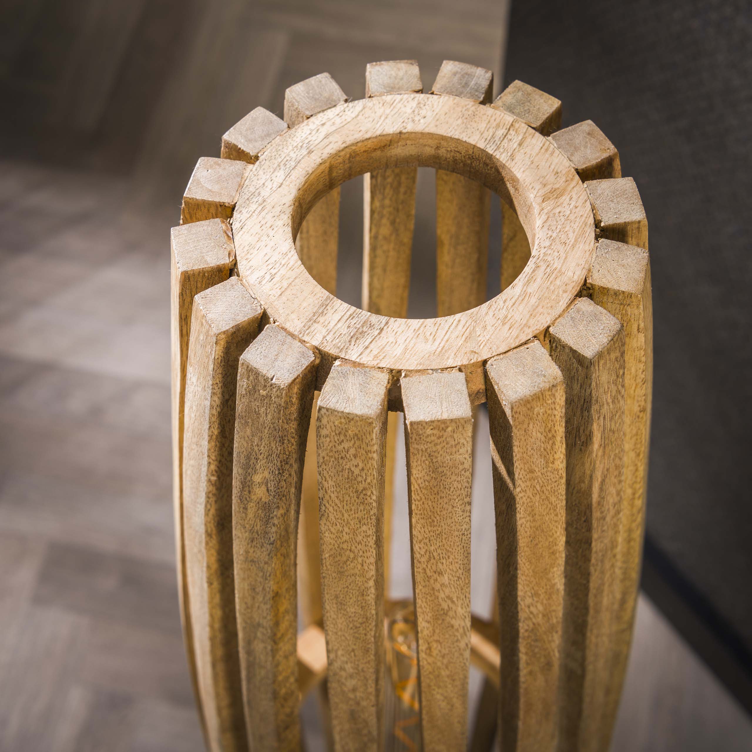 Golvlampa 3L orbit L / Solid mango naturell