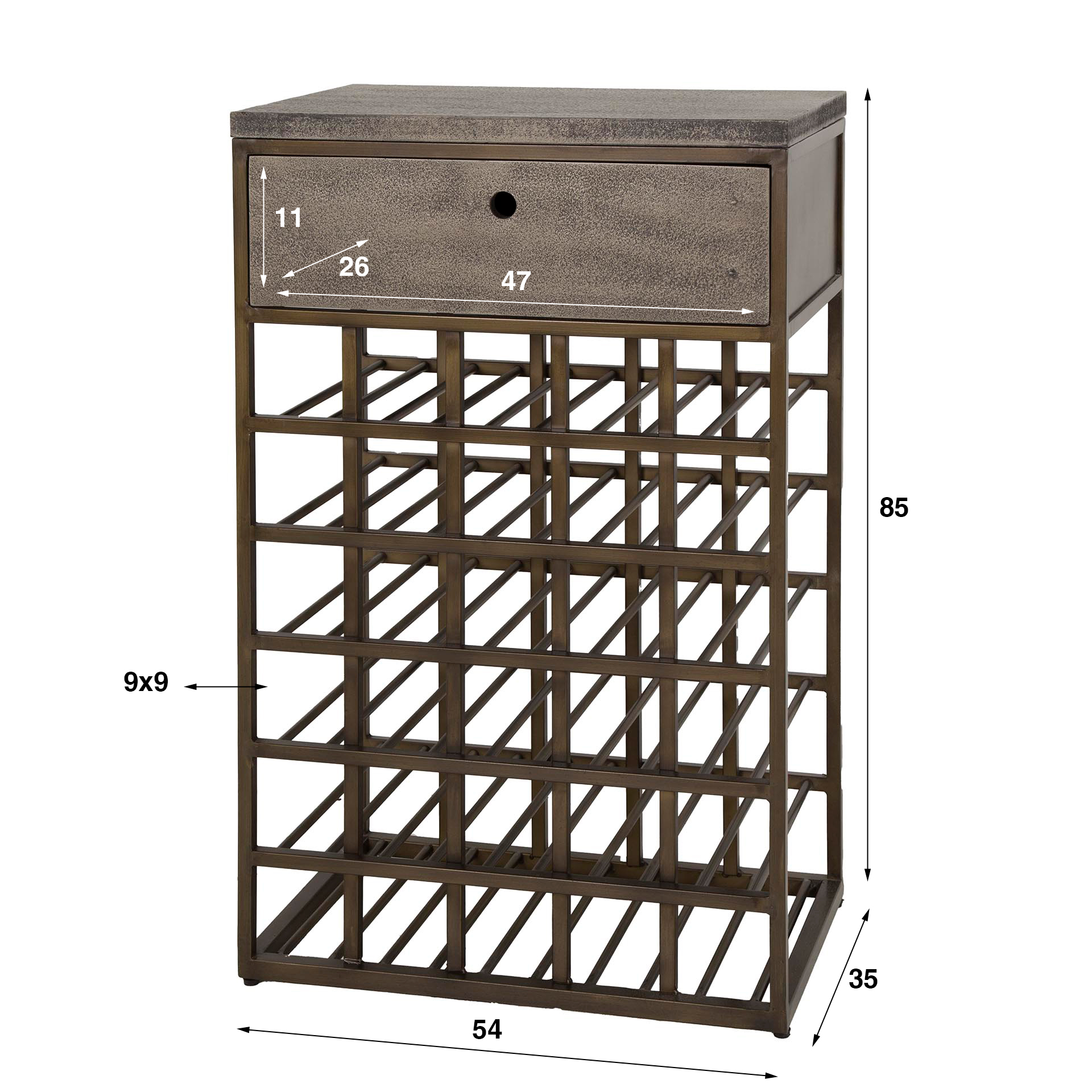 Vinskåp Ferro 1 låda / Brons antik