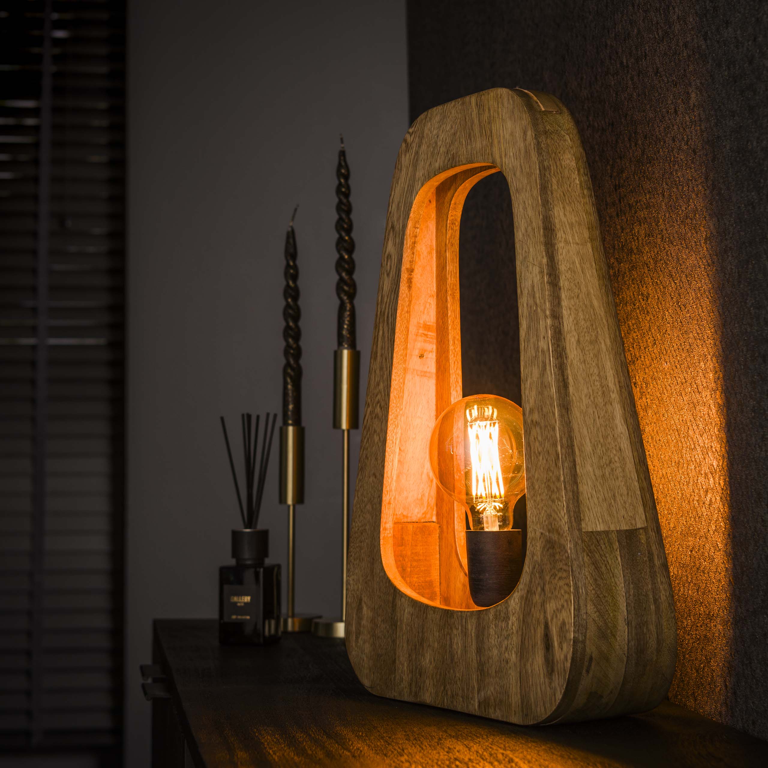 Bordslampa 1L bray / Solid mango naturell