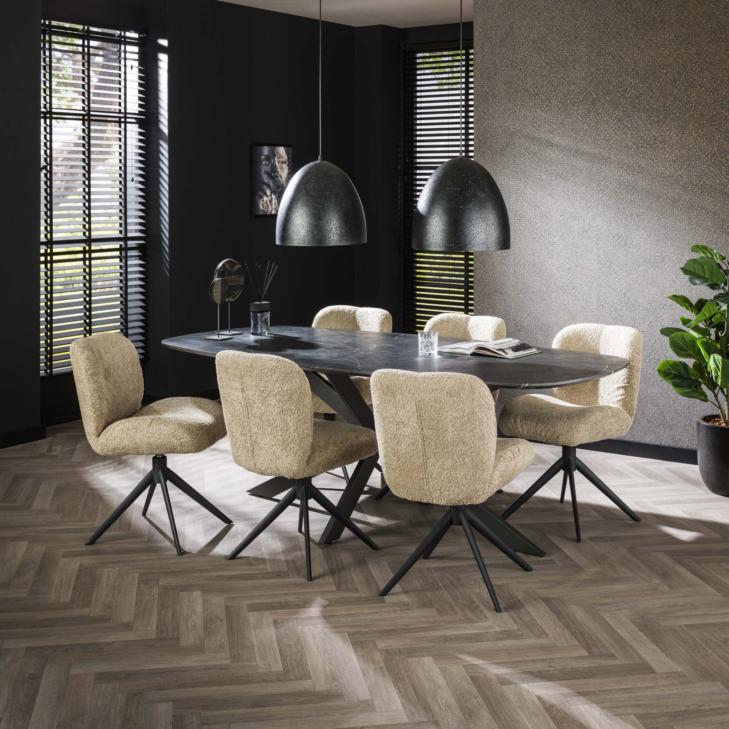 Matsalsbord 215 dansk oval / 3D Melamin skiffersten