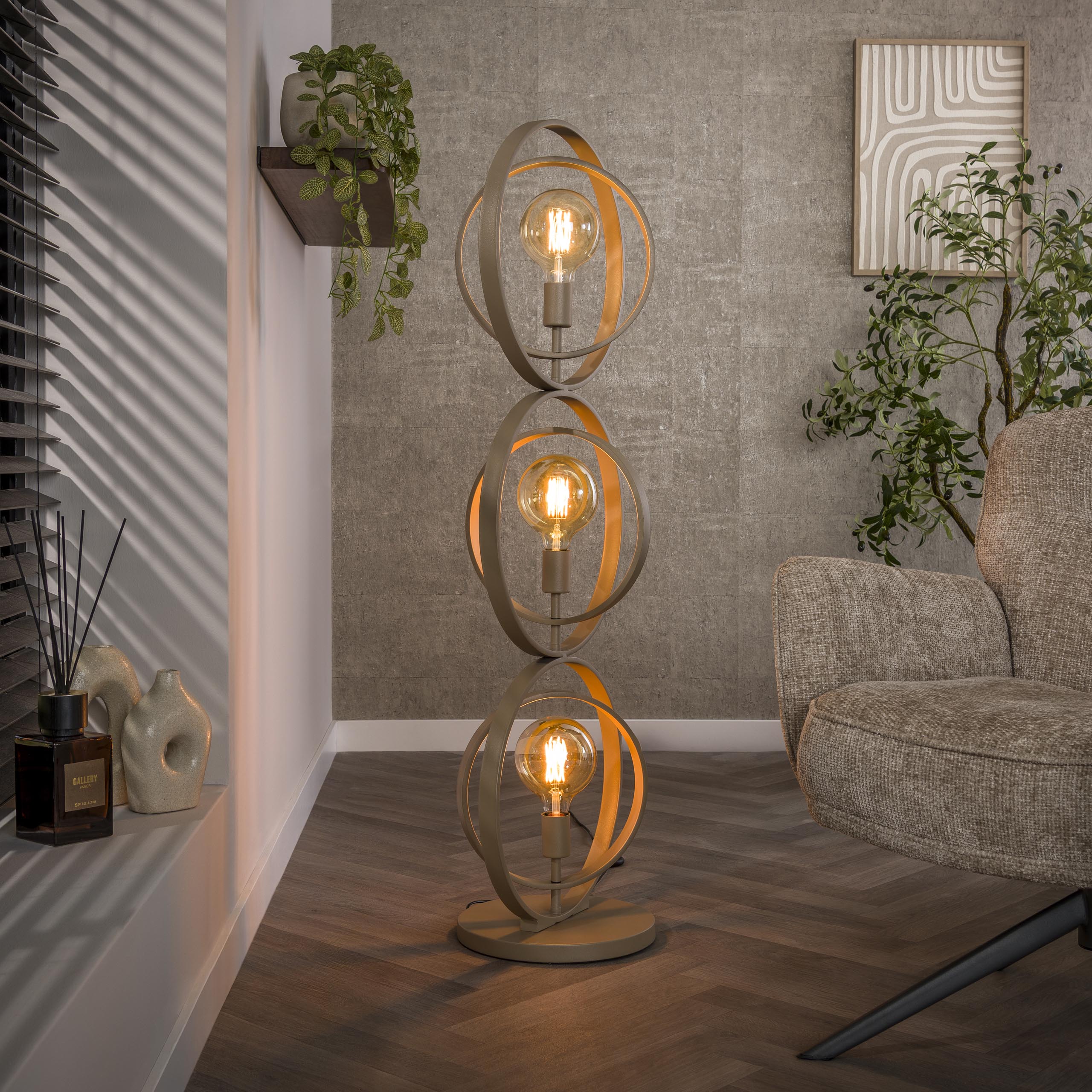Golvlampa Turn Around 3-ljus - Beige