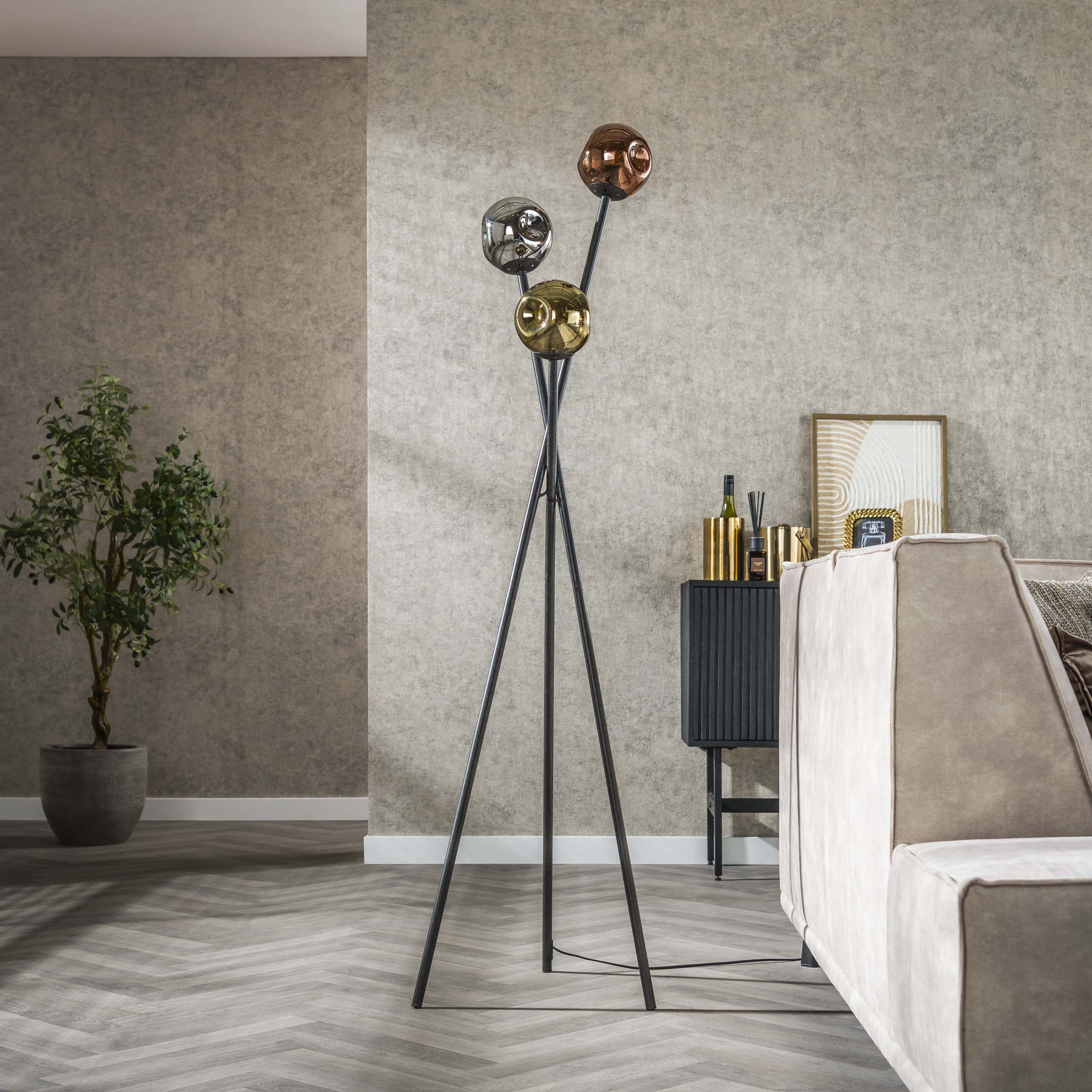 Golvlampa Molecule 3-ljus Artic svart