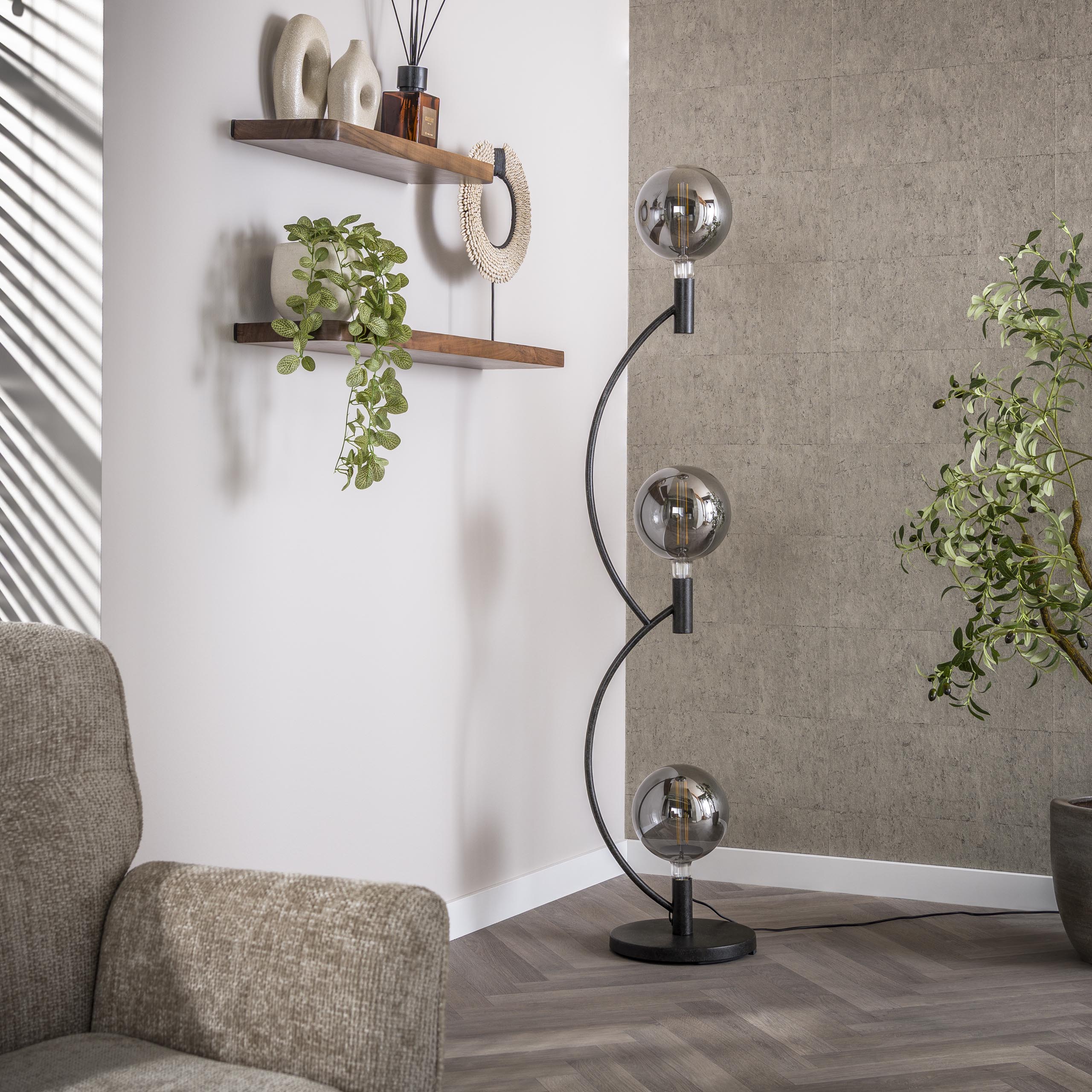 Golvlampa Arcus 3-light - Artic svart