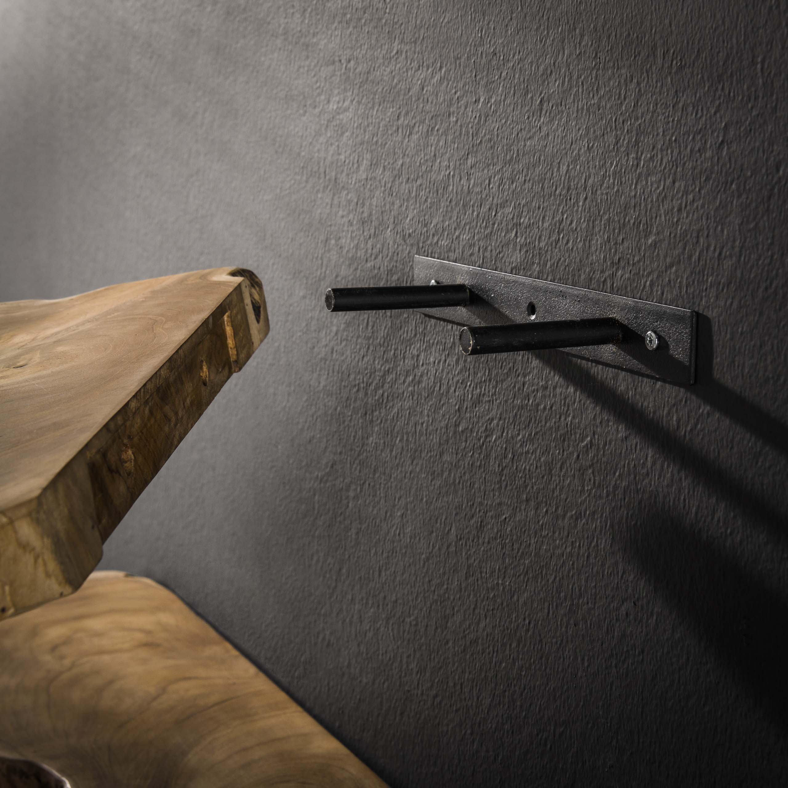 Vägghylla naturlinjeset/3 / Massivt återvunnet teak