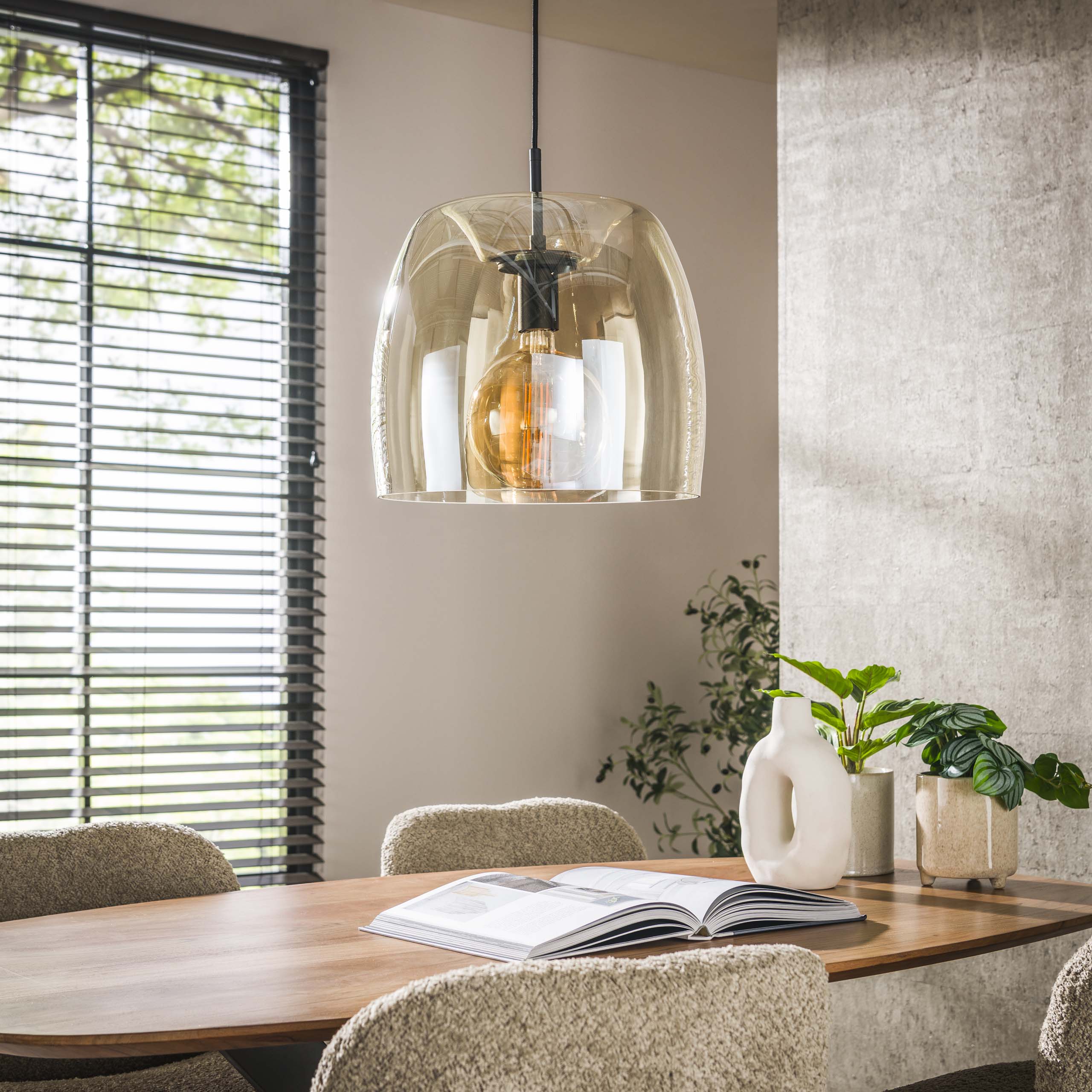 Hänglampa 1L driftglas / Amberfärgat glas