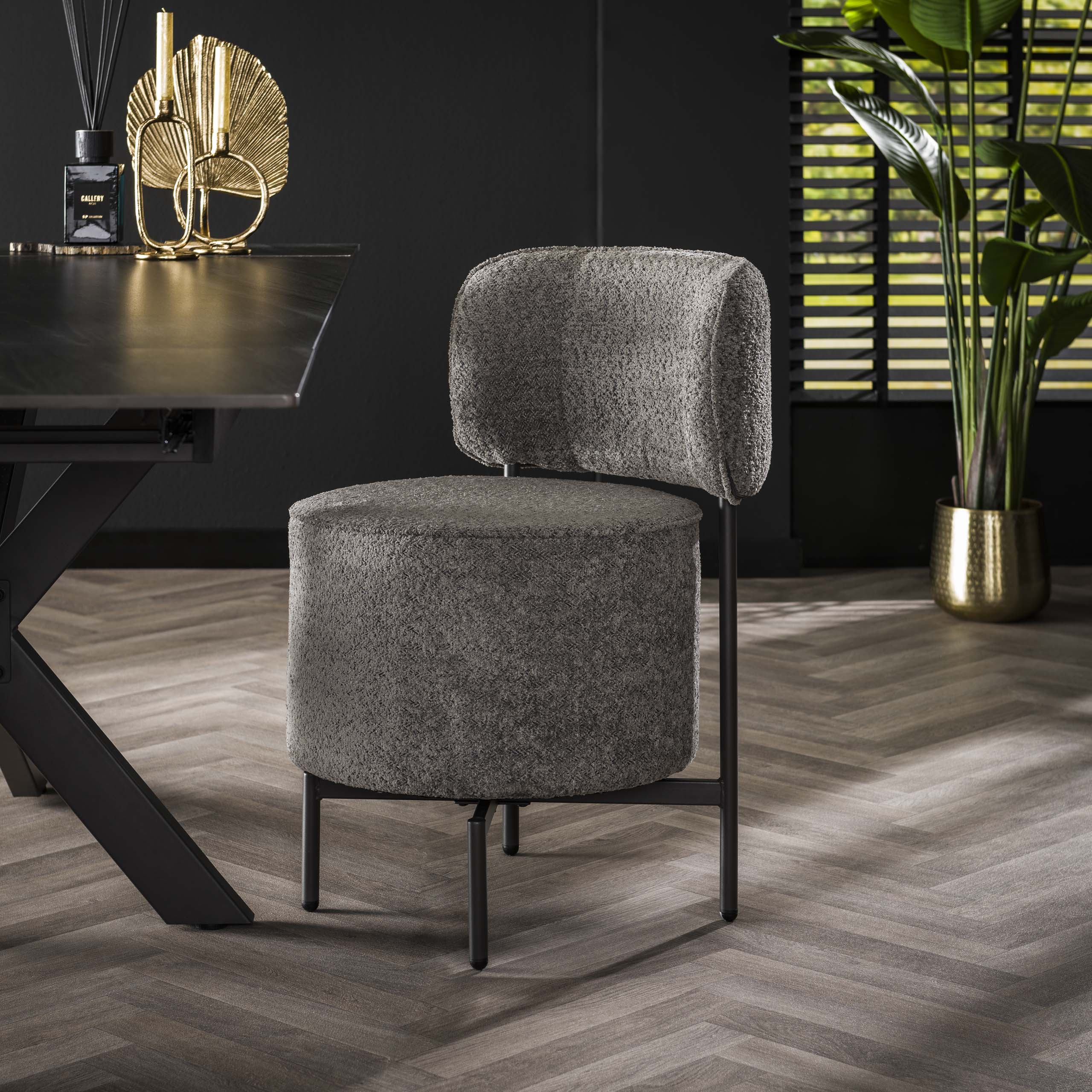 Cocktail boucle stol vridbar. VPE2 / Boucle grå