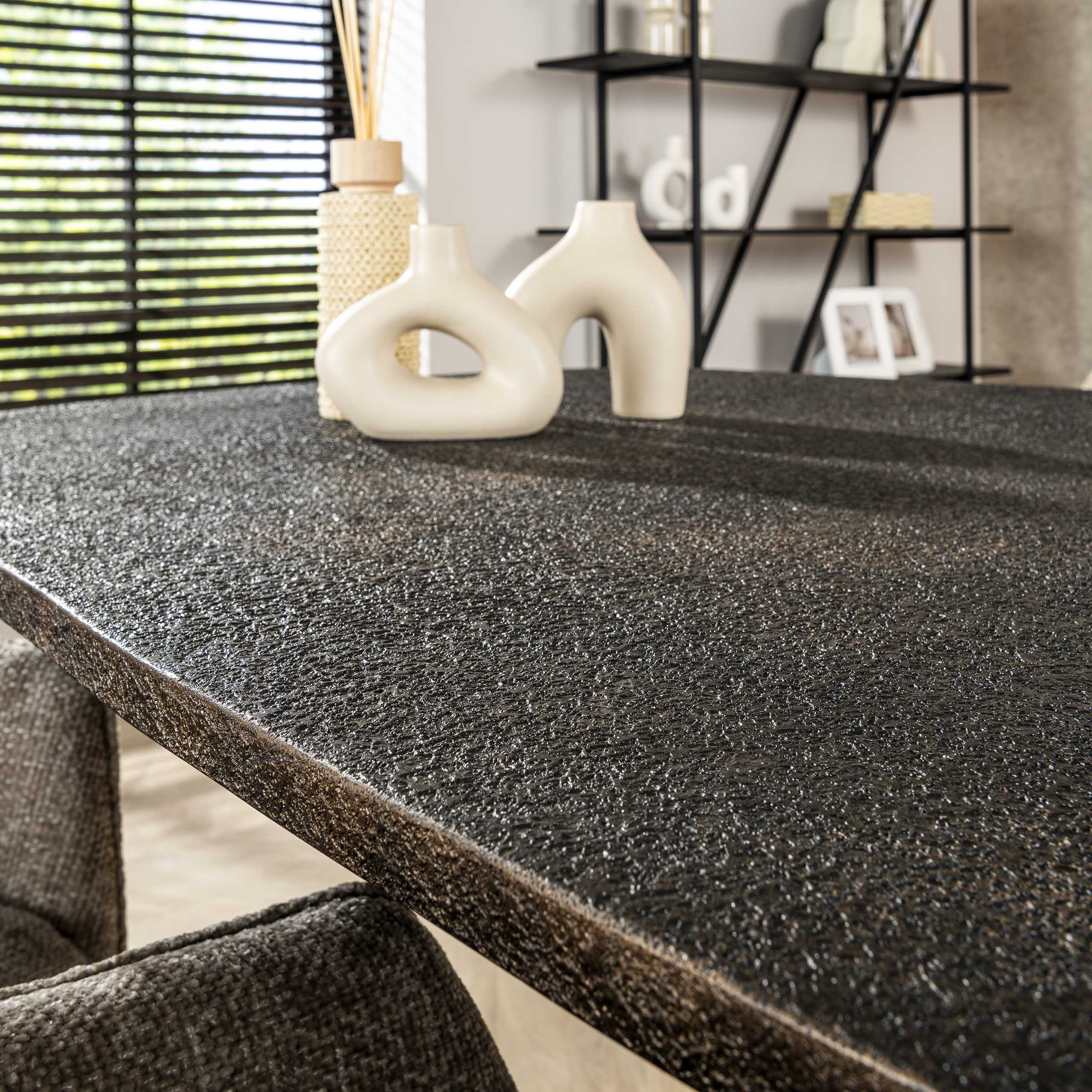 Matbord Metallic dansk oval 215 cm - Grå