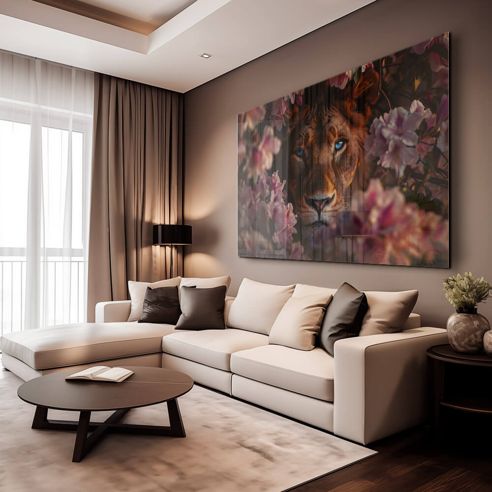 Lion in Flowers II – Glass