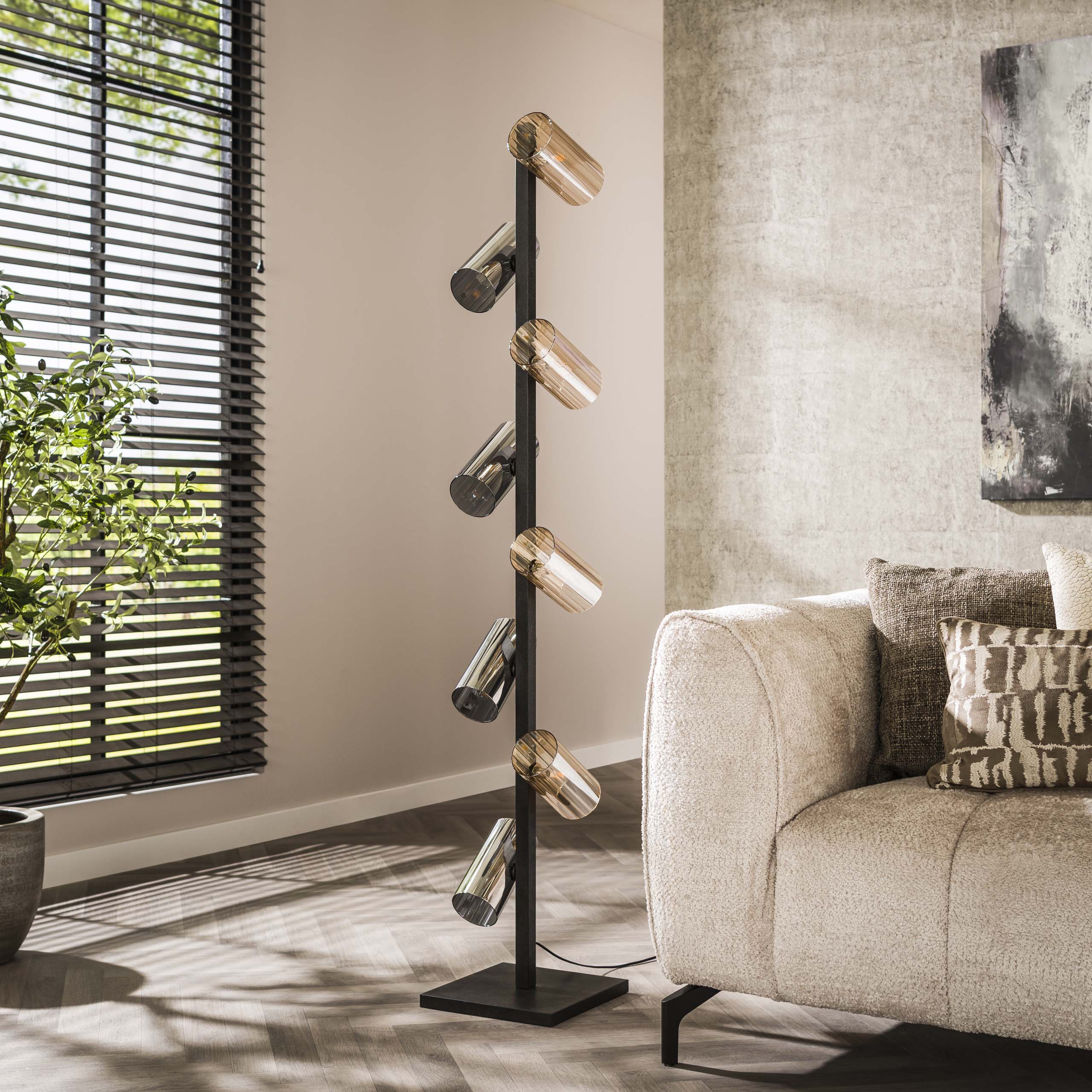 Golvlampa Cylinder Glass 8-light - Artic svart