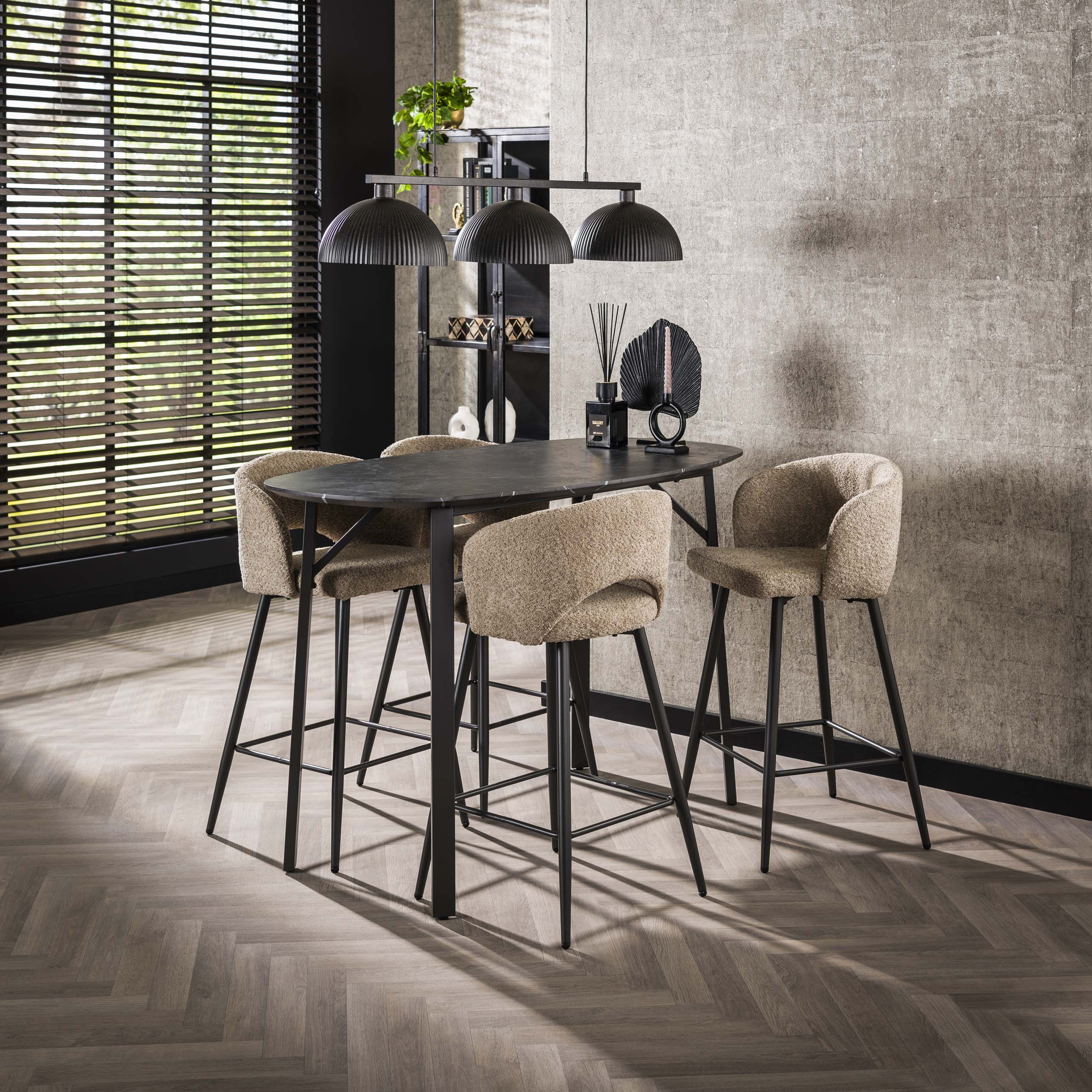 Barbord Onyx dansk oval 140 cm - 3D melamin grafit