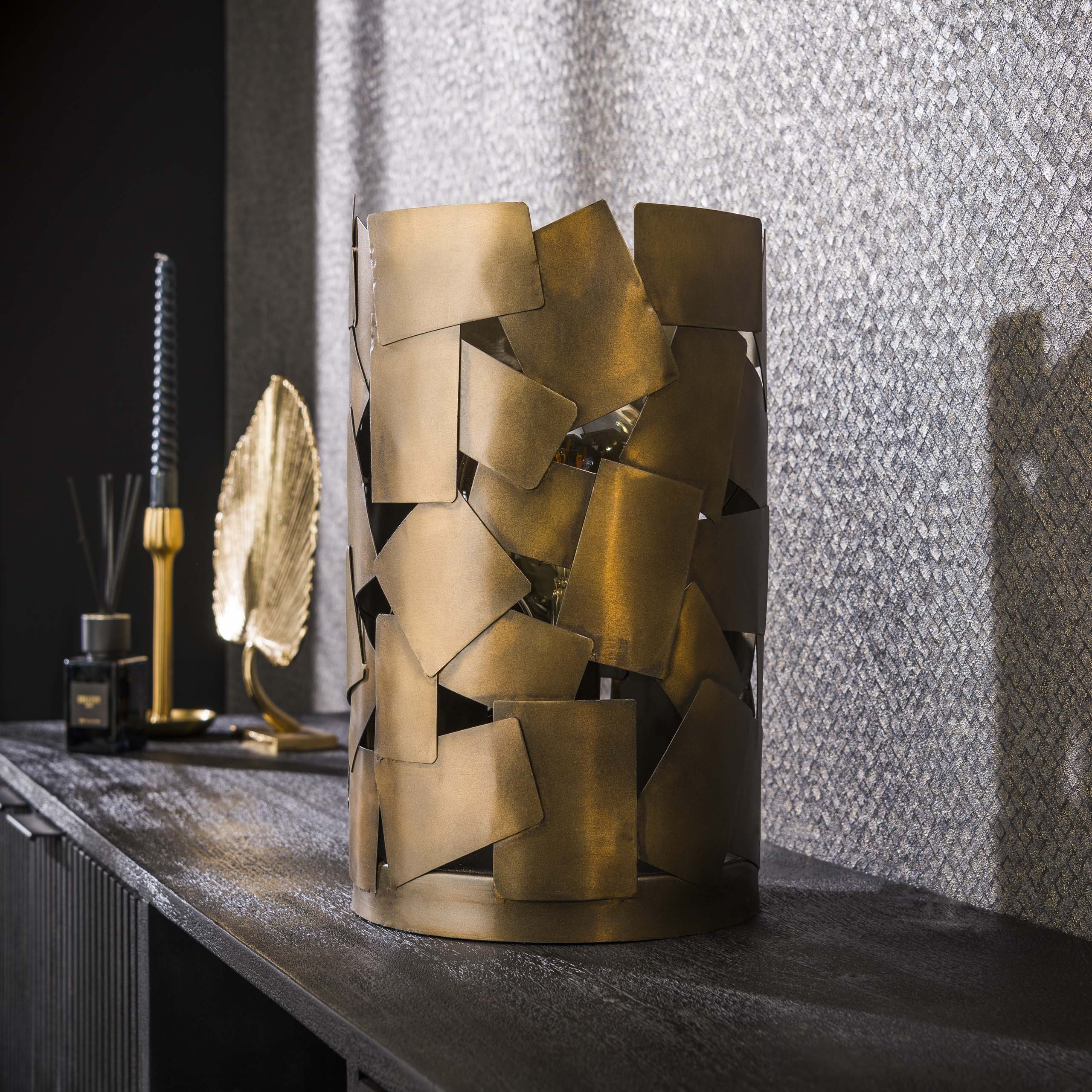 Bordslampa 1L patchcylinder / Brons antik