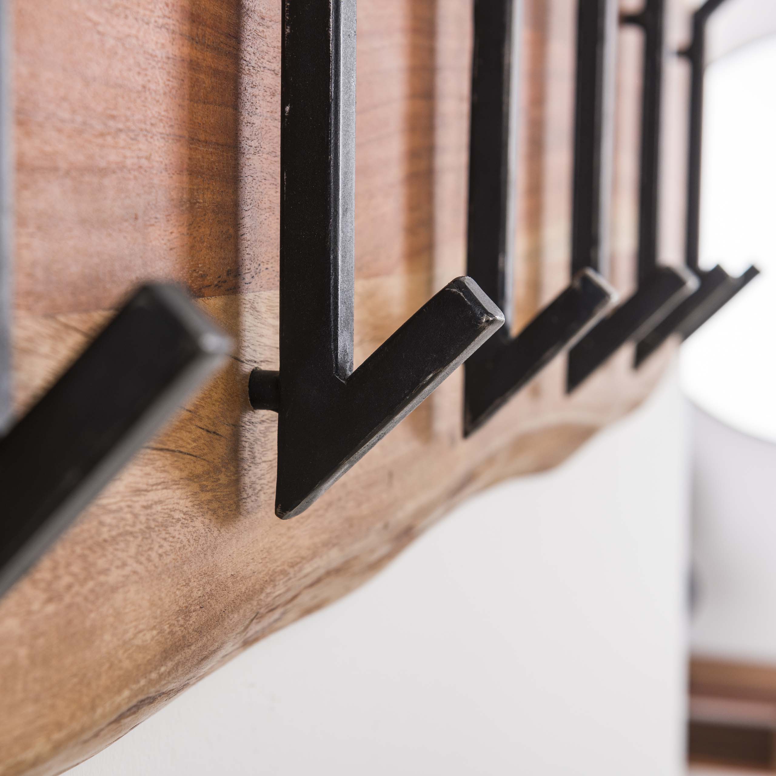 Klädhängare Edge 2x6 krokar - Solid akacia