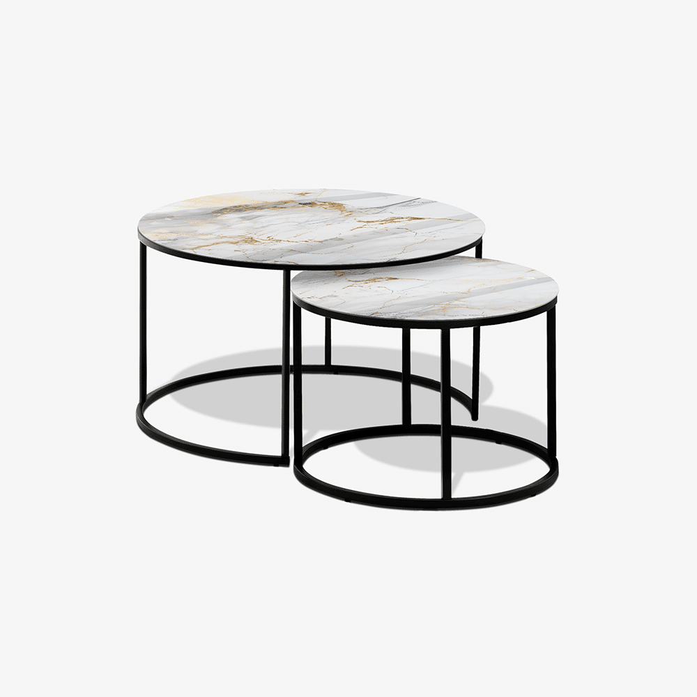 Soffbord Svart - Vit & Guld Marmor
