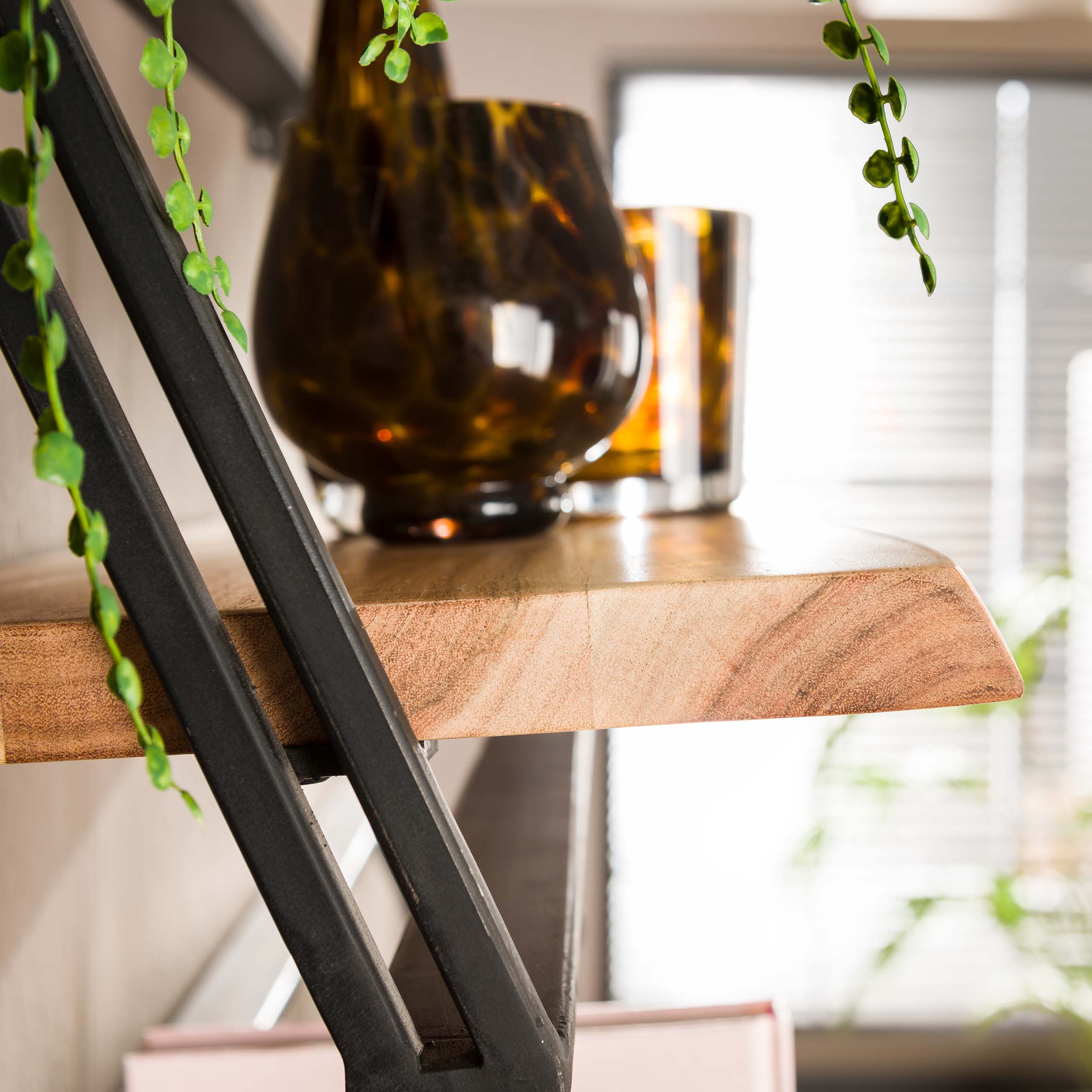 Vägghylla Lean set om 3 - Solid akacia