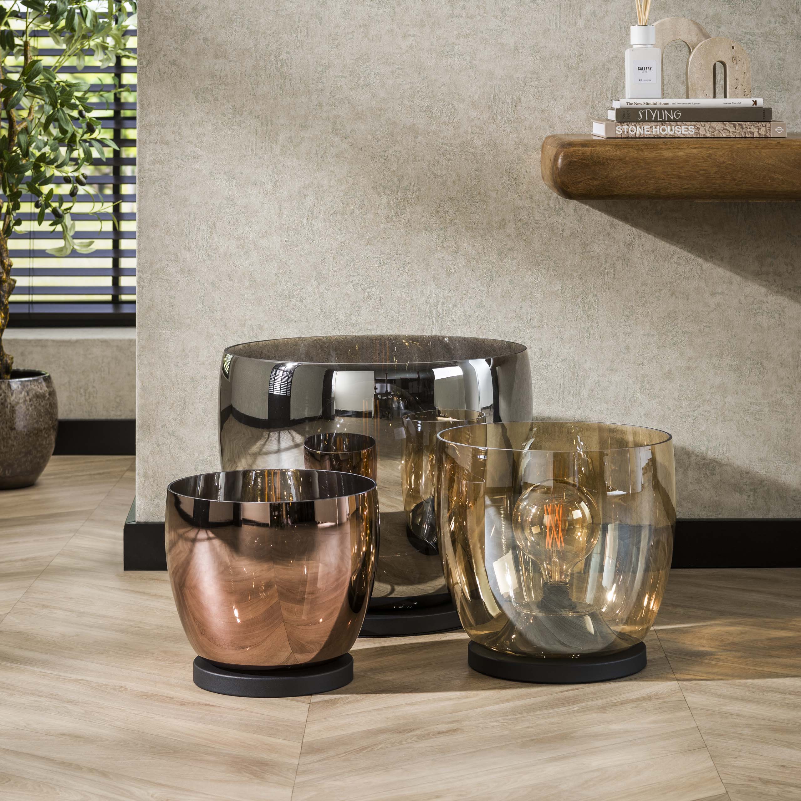 Golvlampa UP L 1-ljus - Rökgråt glas