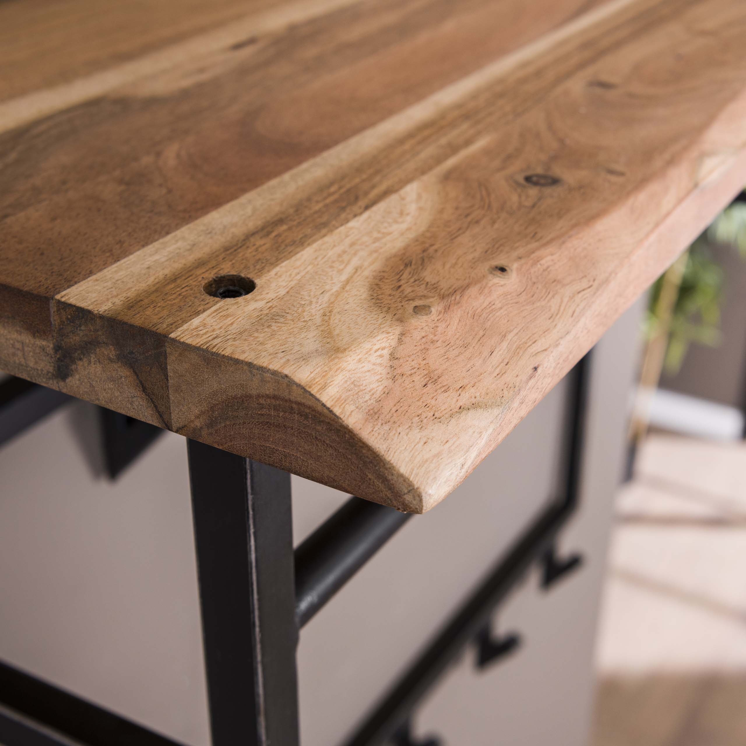 Klädhängare kant hög 12 krokar hatthylla / Solid akacia natur