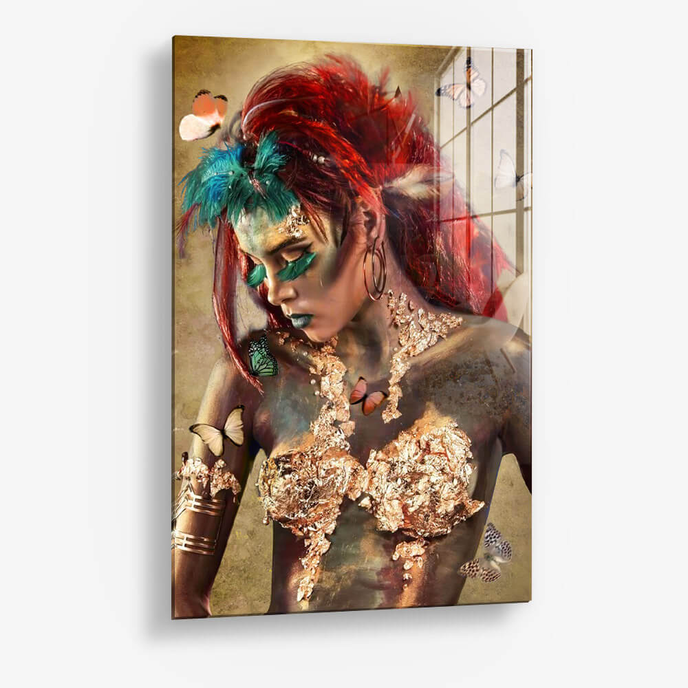 Woman and Butterflies – Glass