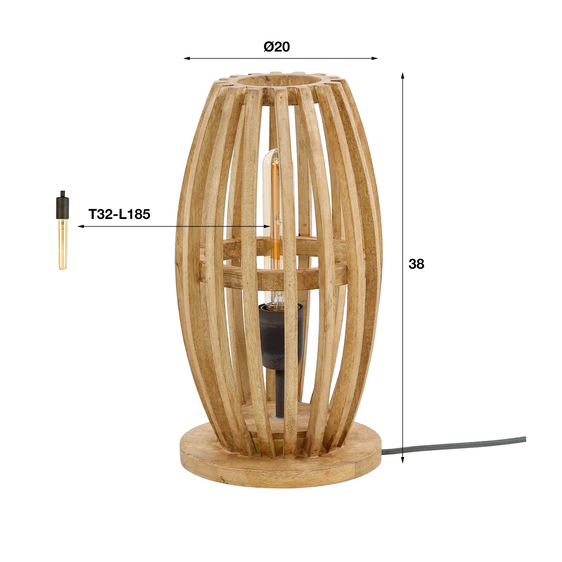 Bordslampa 1L orbit / Solid mango naturell