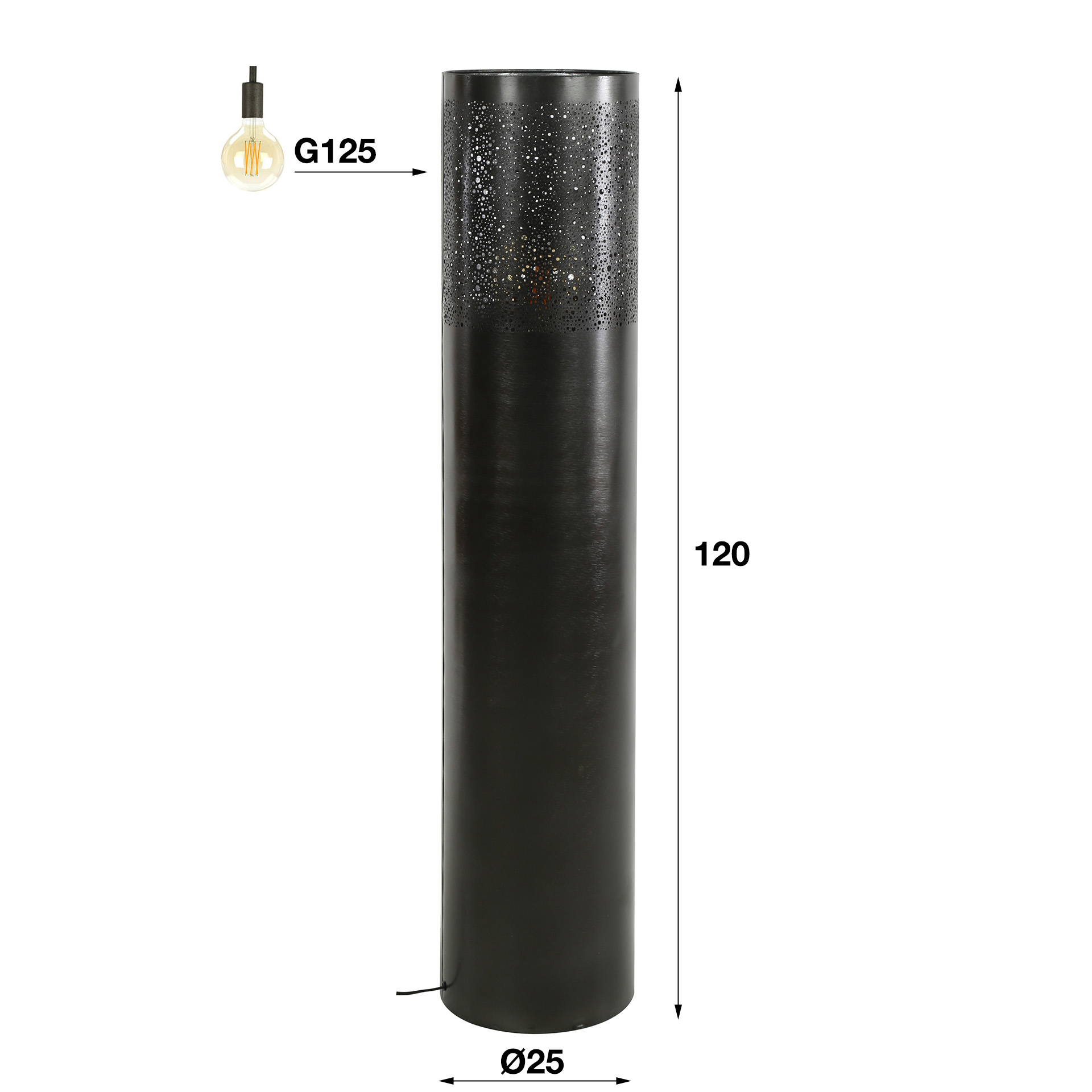 Golvlampa Cylinder Glow 1-light 120 cm - Svart nickel