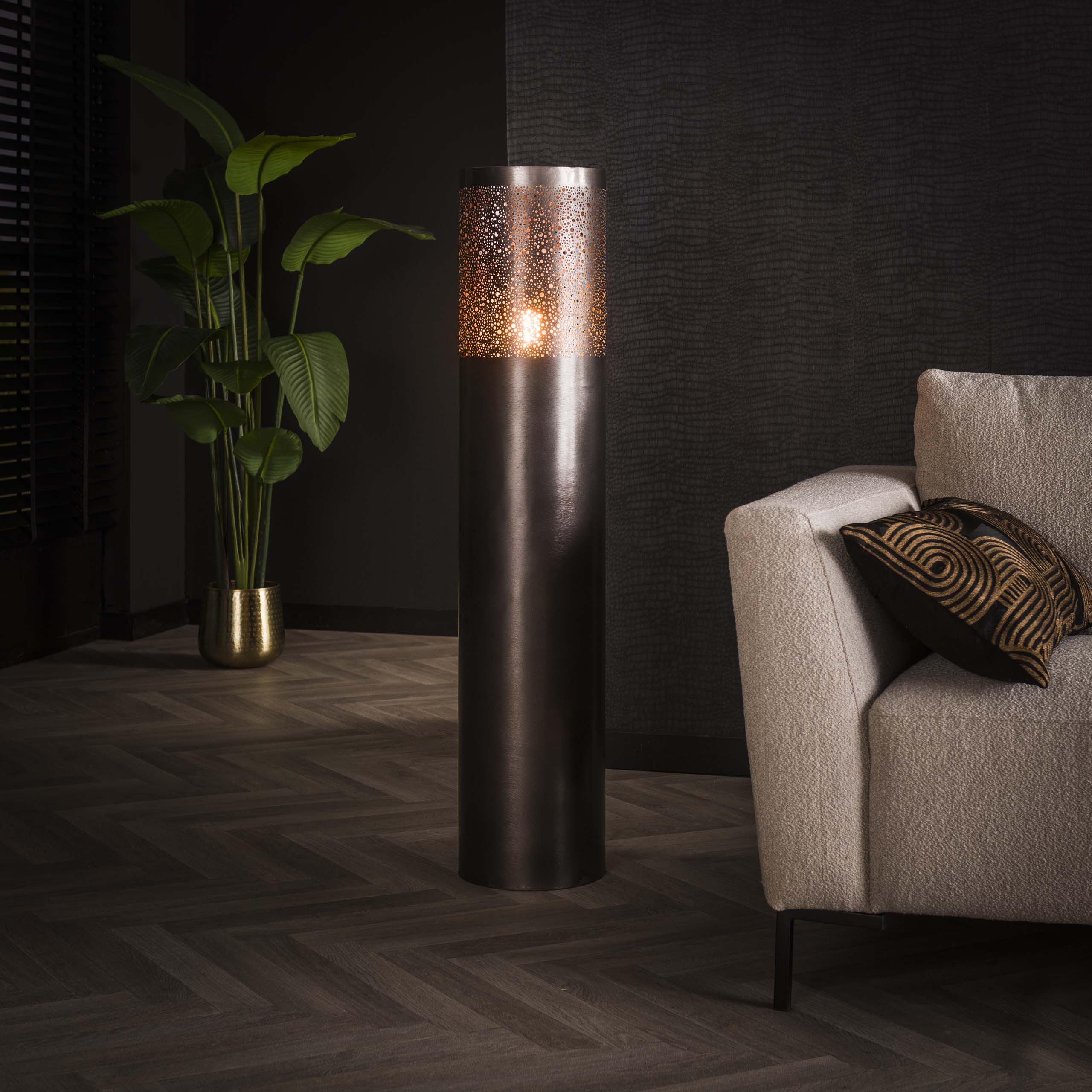Golvlampa Cylinder Glow 1-light 120 cm - Svart nickel