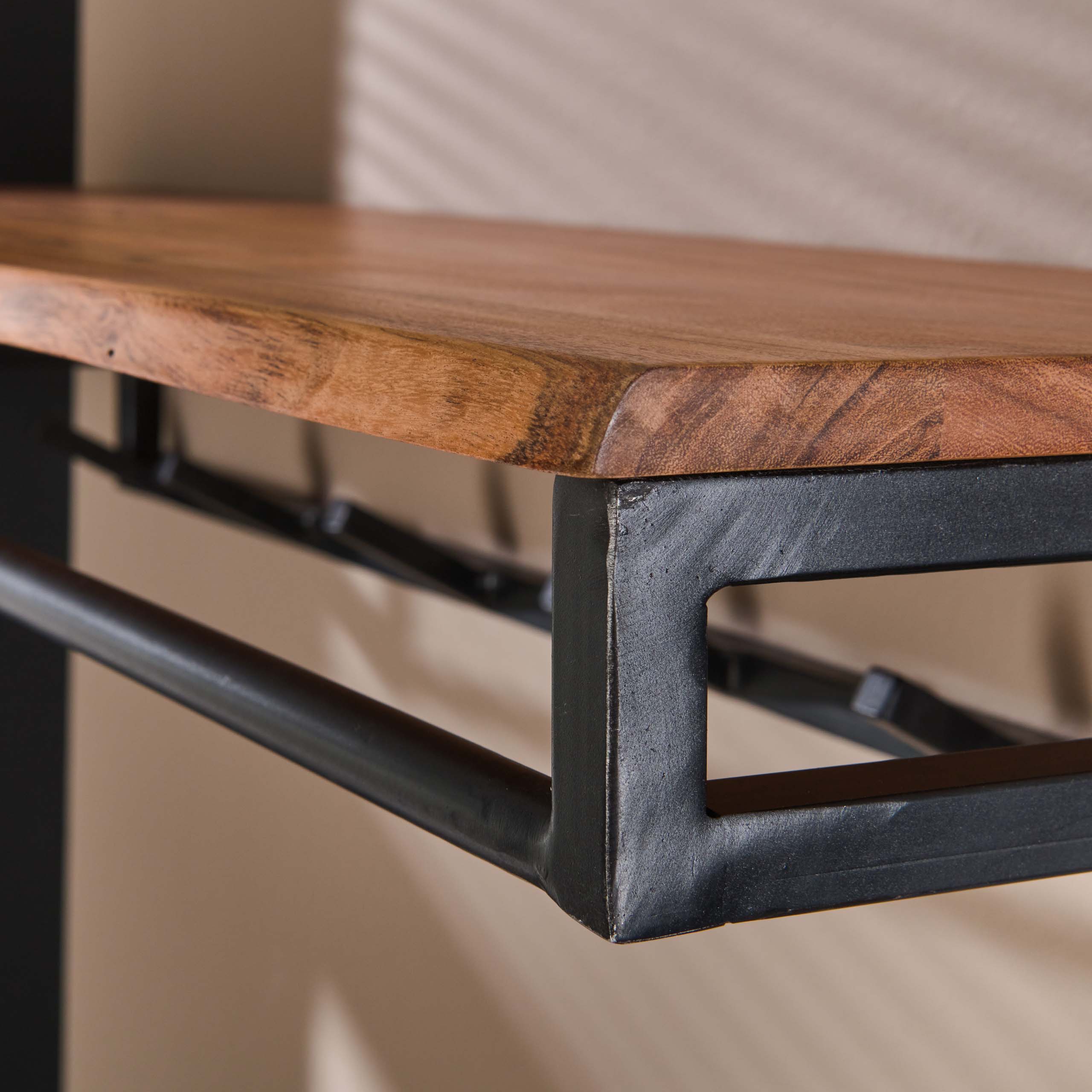 Klädhängare anpassad 6 krokar hatthylla / Solid akacia naturell