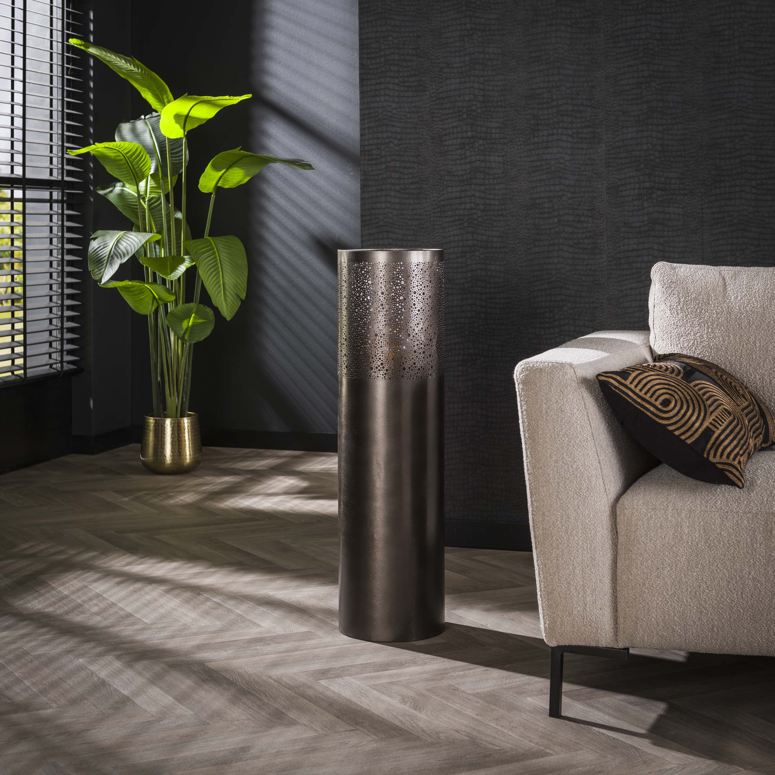 Golvlampa 1-ljus Cylinder Glow 90 cm - Svart nickel