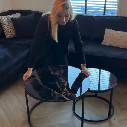 Soffbord Svart - Svart & Guld Marmor