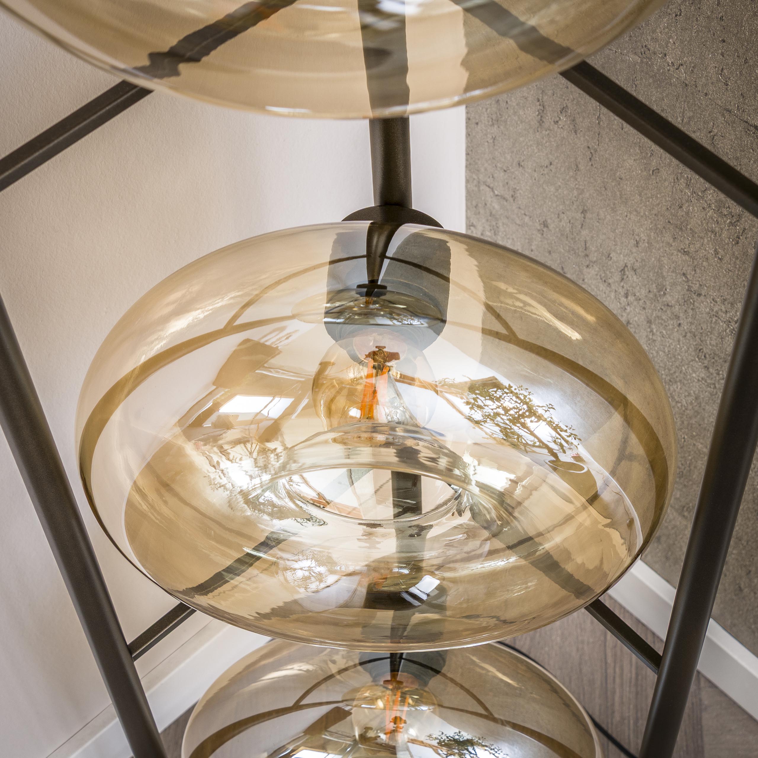 Golvlampa Soll 4-ljus Amber glas