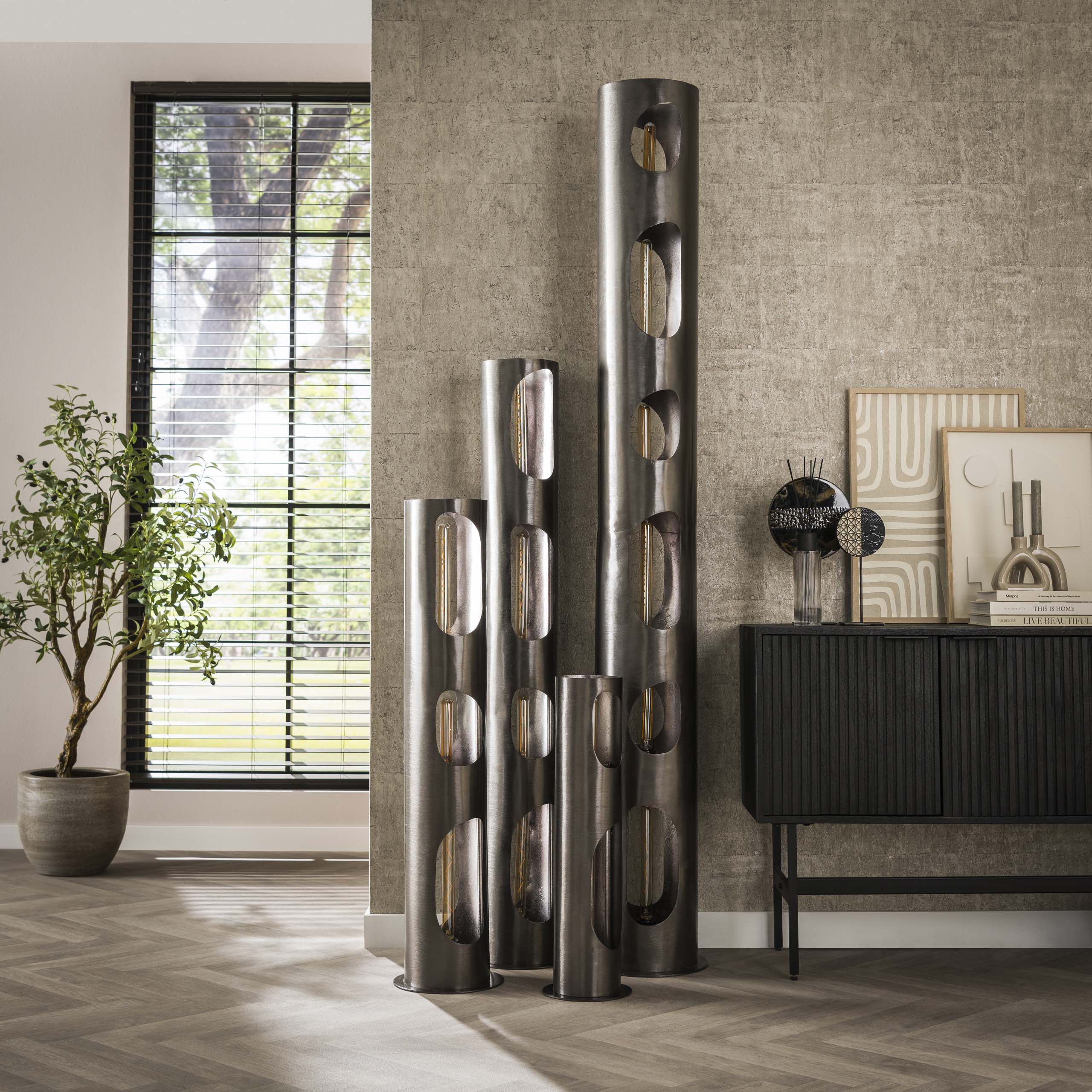 Golvlampa Organic Cylinder 3-light - Svart nickel