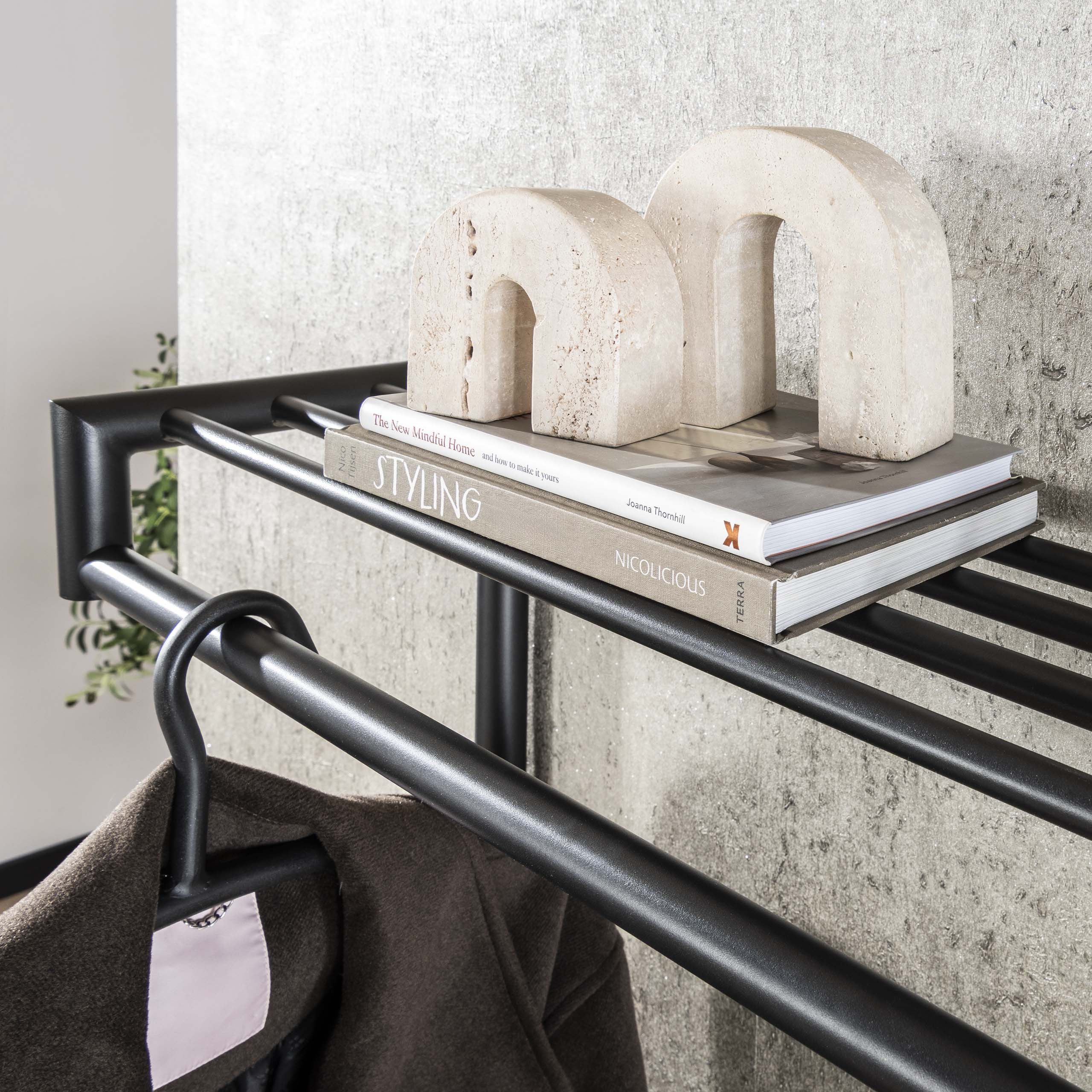 Klädhängare Tubo high - 2x10 krokar - Matt mörkgrå