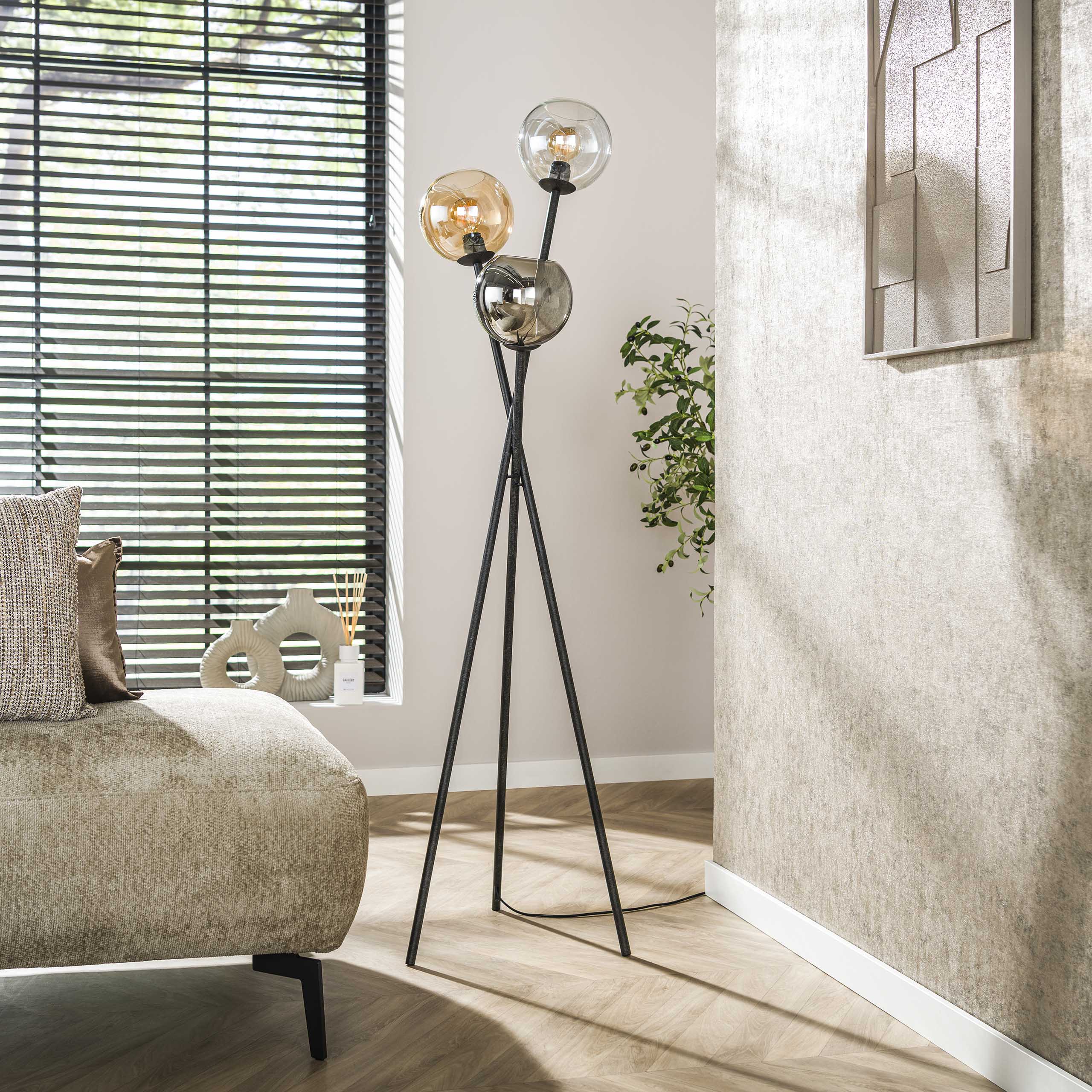 Golvlampa Multi Globe 3-ljus Artic svart