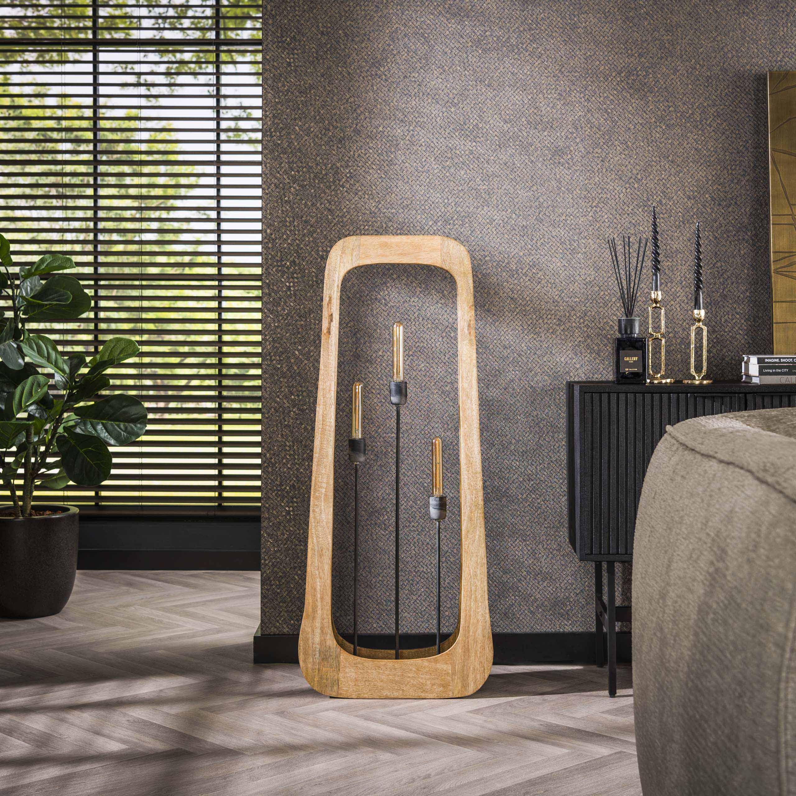 Golvlampa 3L bray / Solid mango naturell