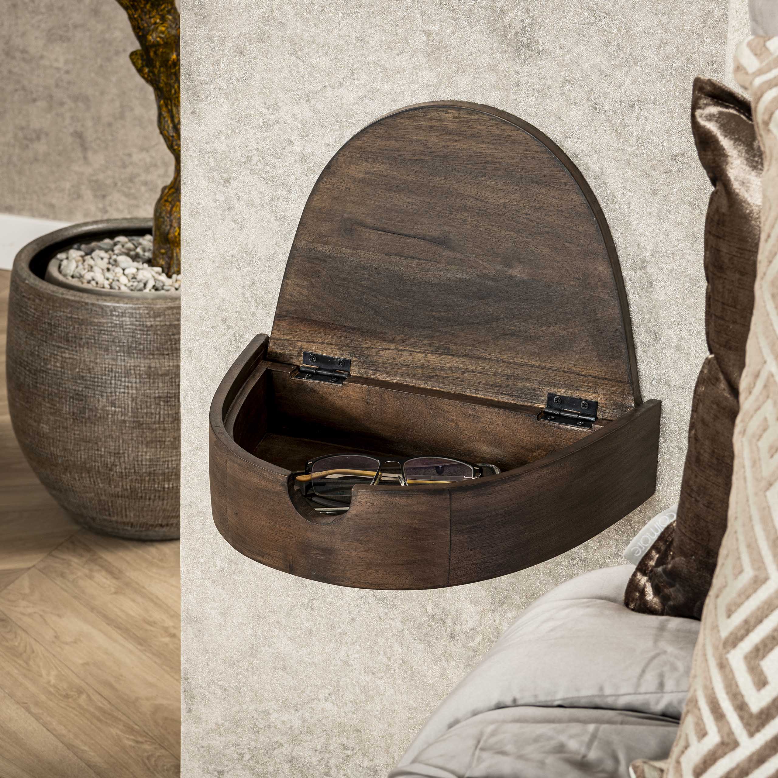 Sängbord Cove flytande 1 låda - set med 2 - akaciaglasyr