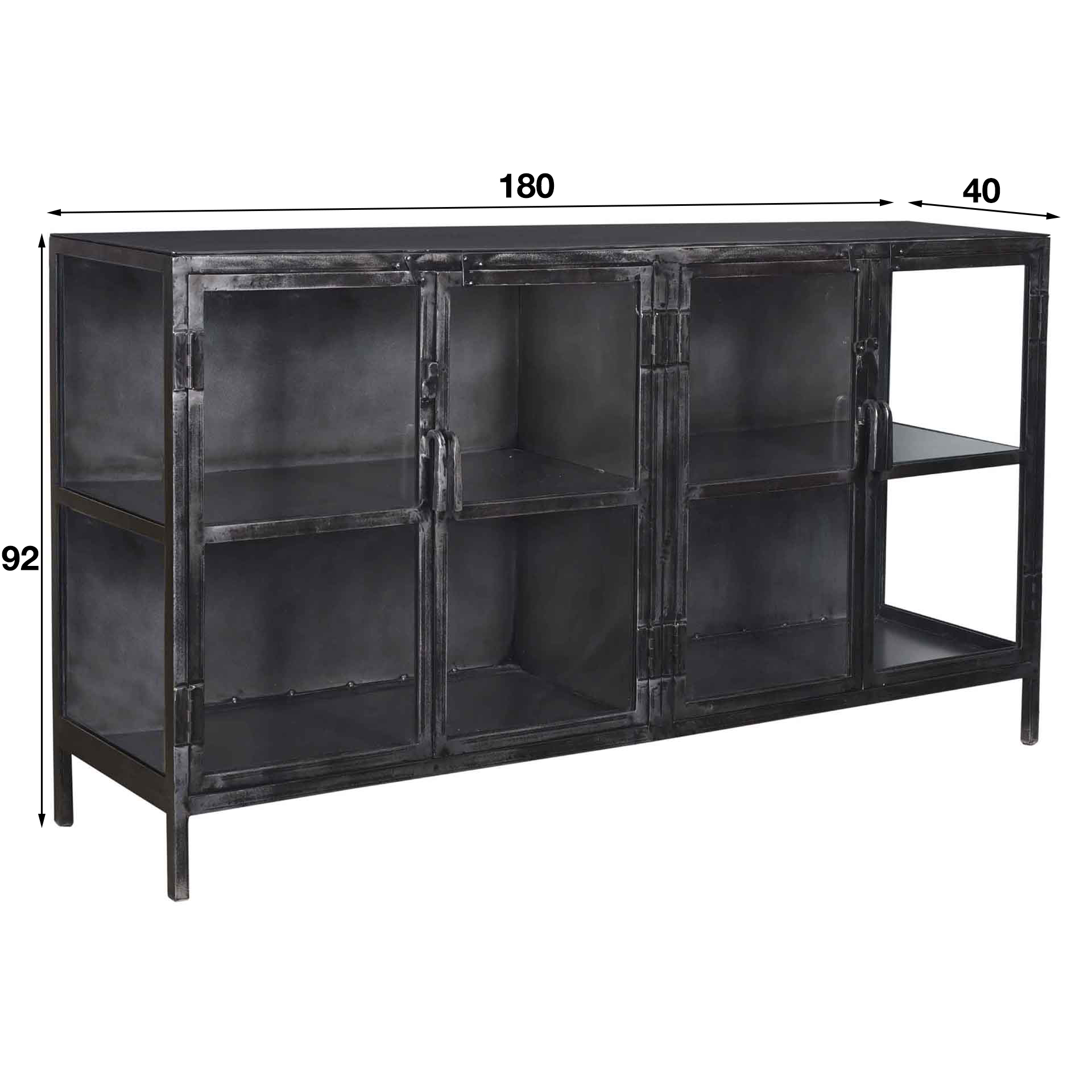 Sideboard Rift metall 4 dörrar / Gun metal