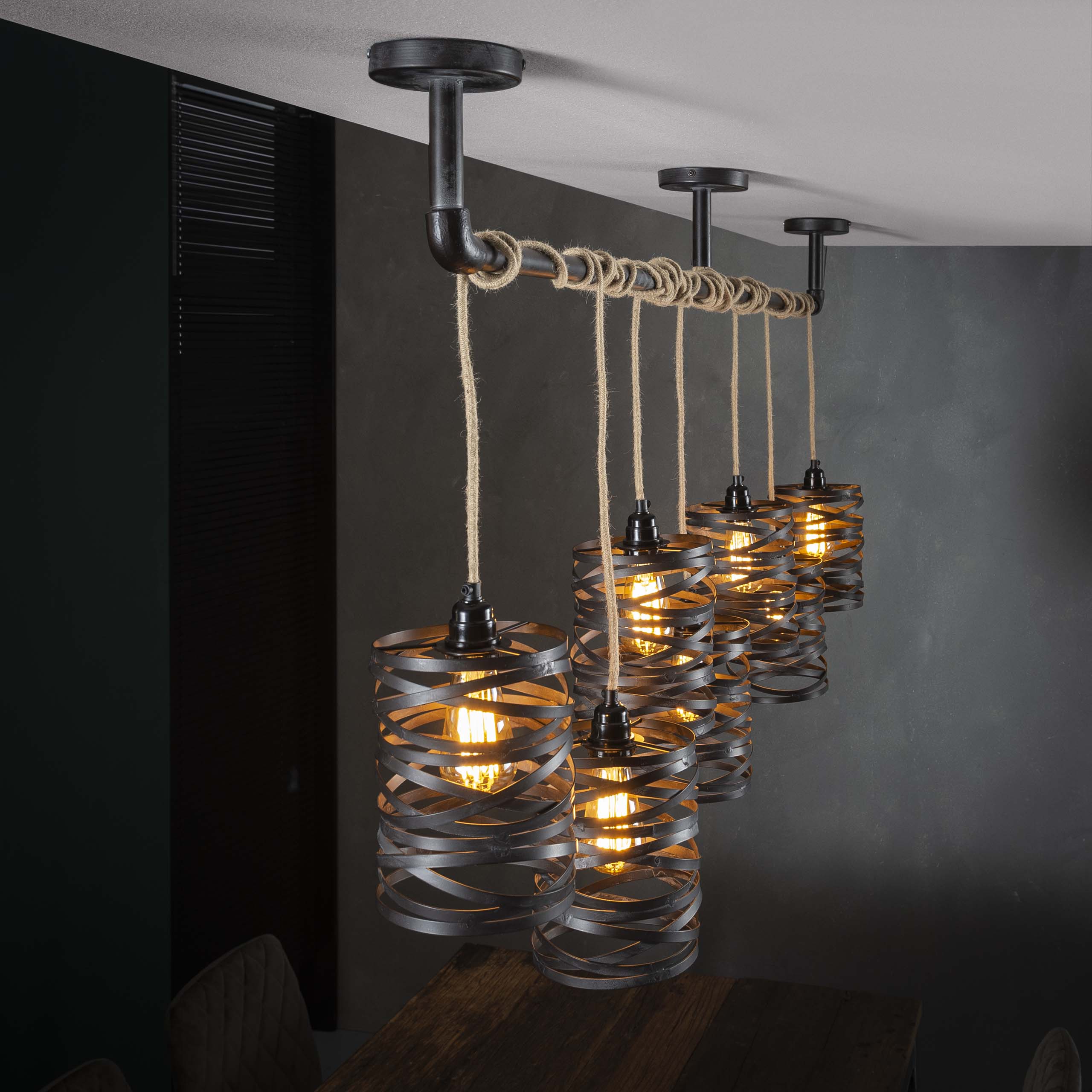 Hänglampa 7L twist wrap XL / Skiffergrå