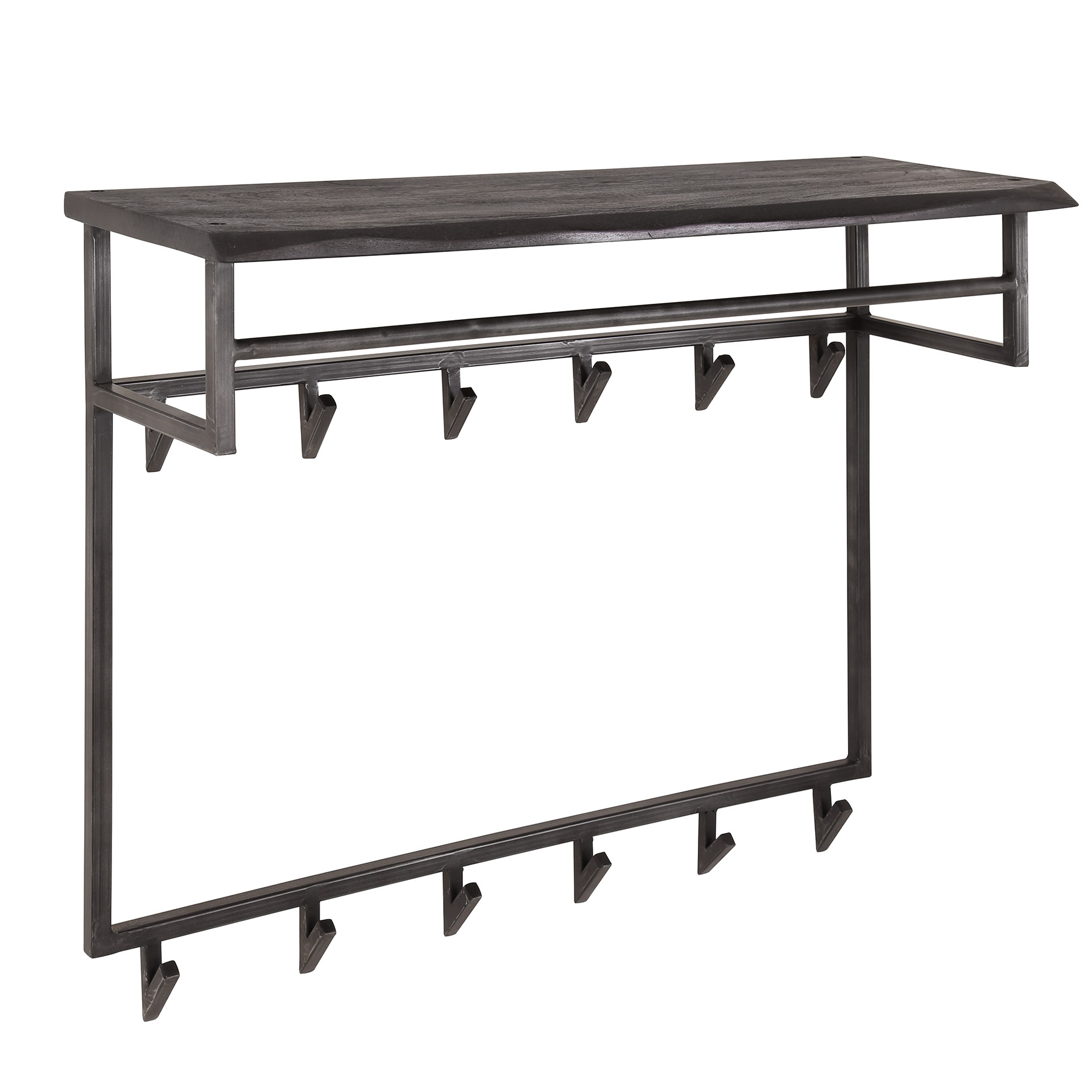 Klädhängare yucon high 12 krokar hatthylla / Solid akacia svart