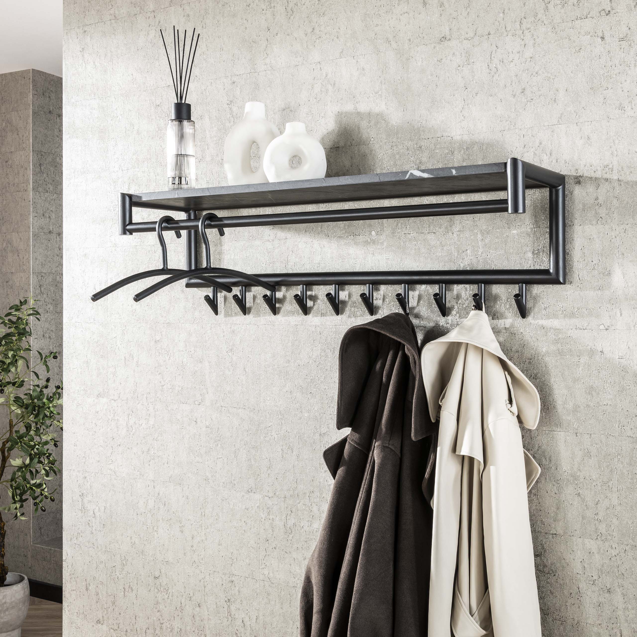 Klädhängare Tenaro spö & hatthylla 10 krokar - grafit