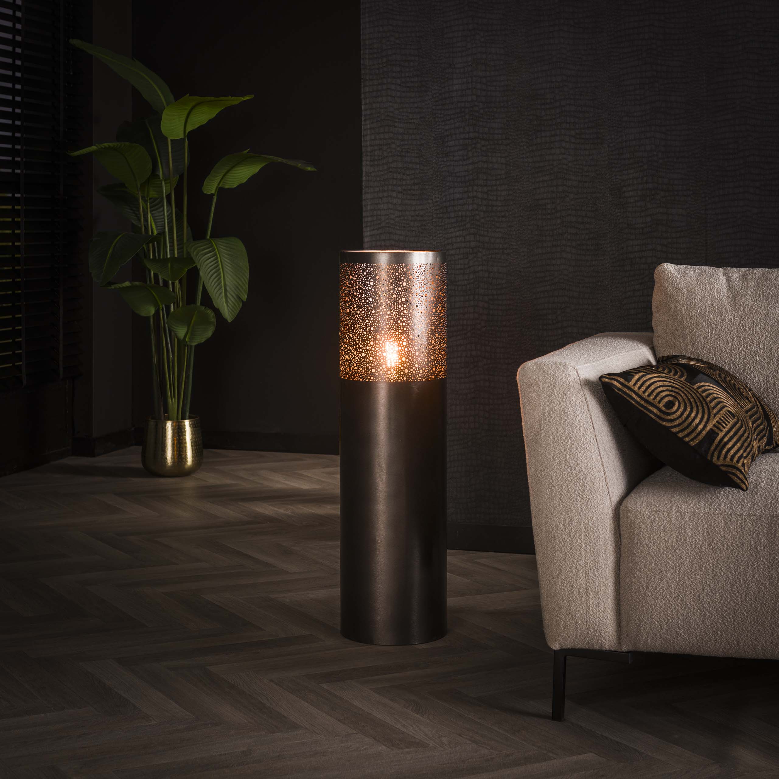 Golvlampa 1-ljus Cylinder Glow 90 cm - Svart nickel