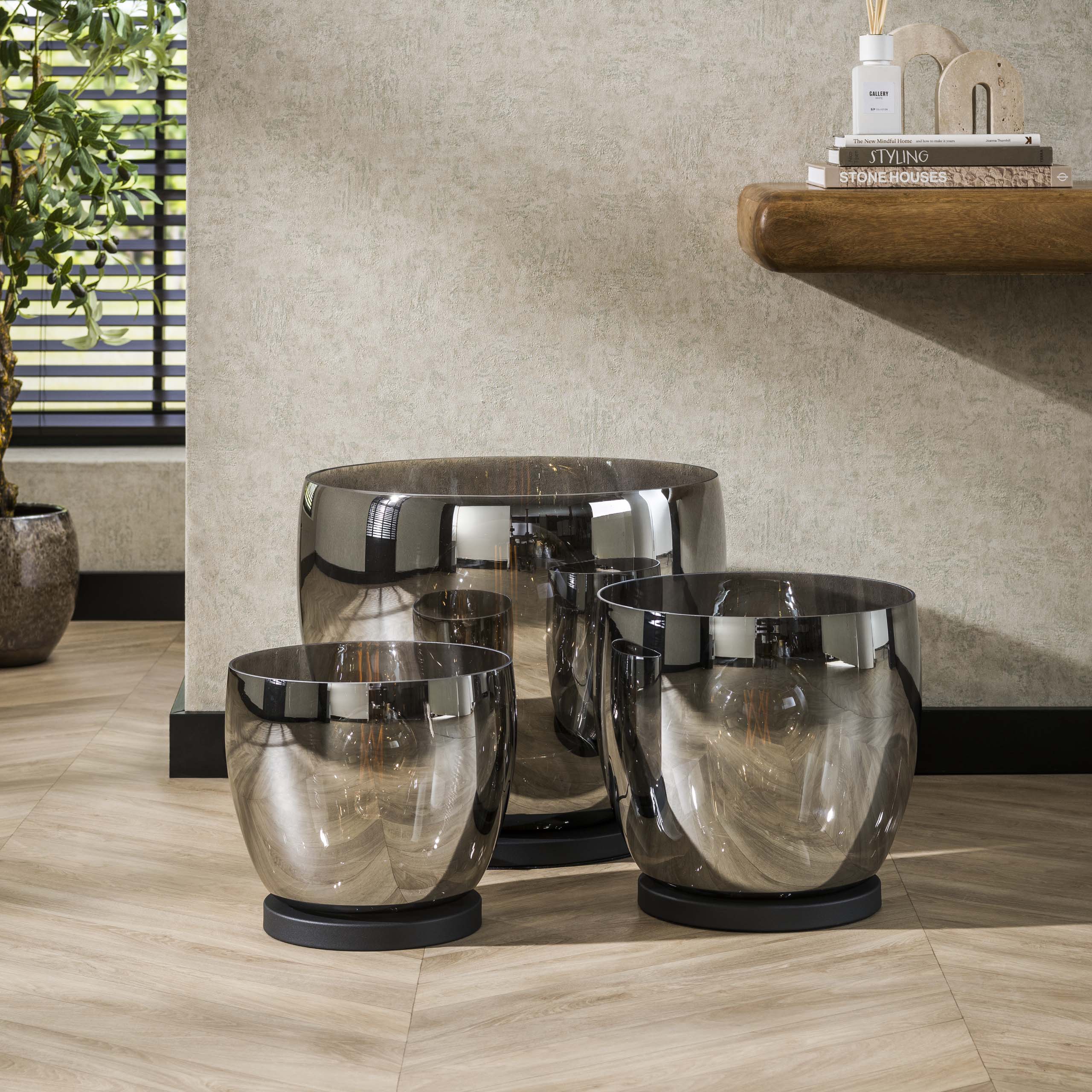 Golvlampa UP L 1-ljus - Rökgråt glas