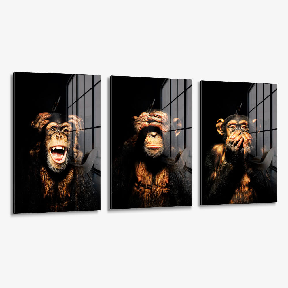 Bundle: "3 Wise Monkeys II" (3x) – Glas