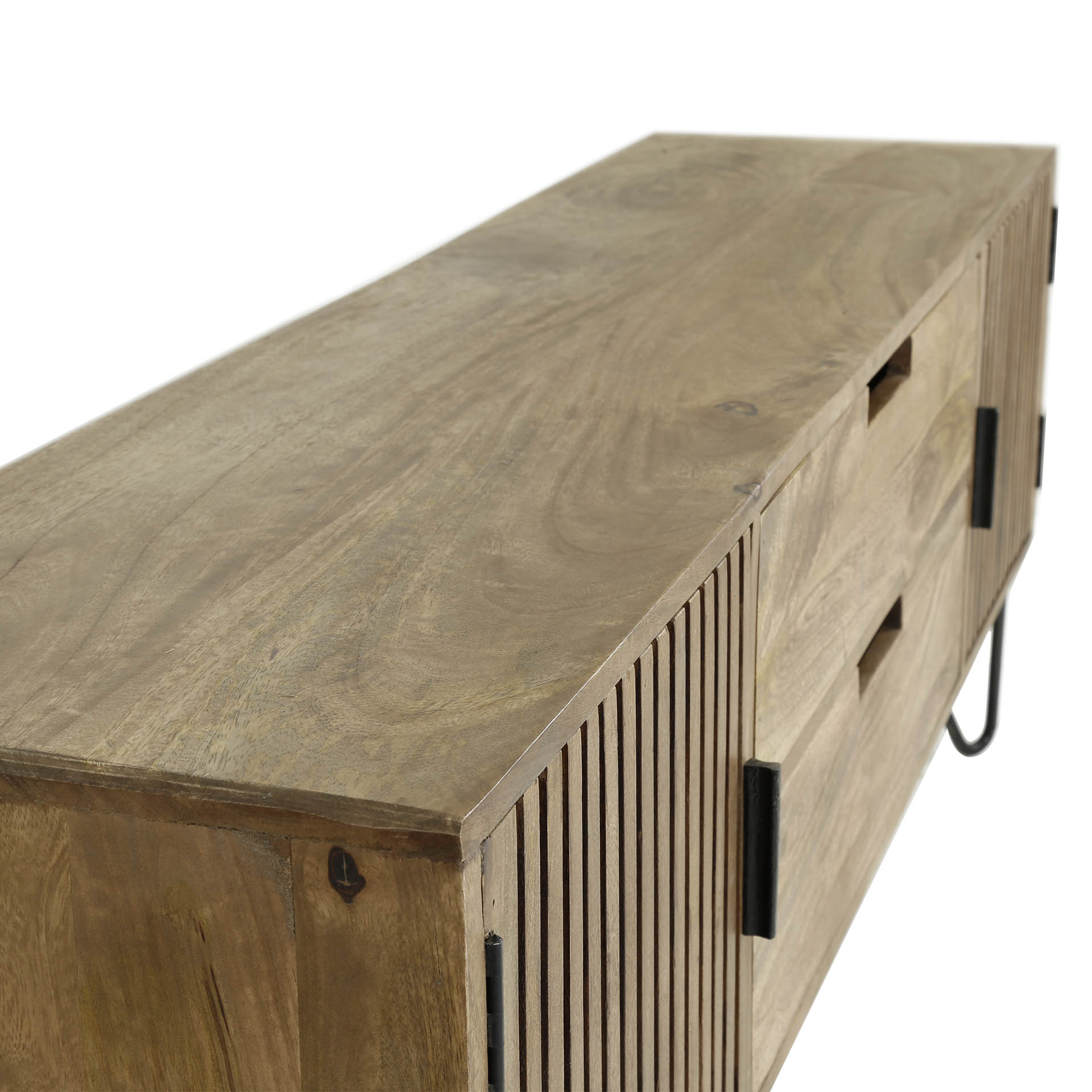 Tweak tv-skåp 2 lådor 2 dörrar - Solid mangosandfärg