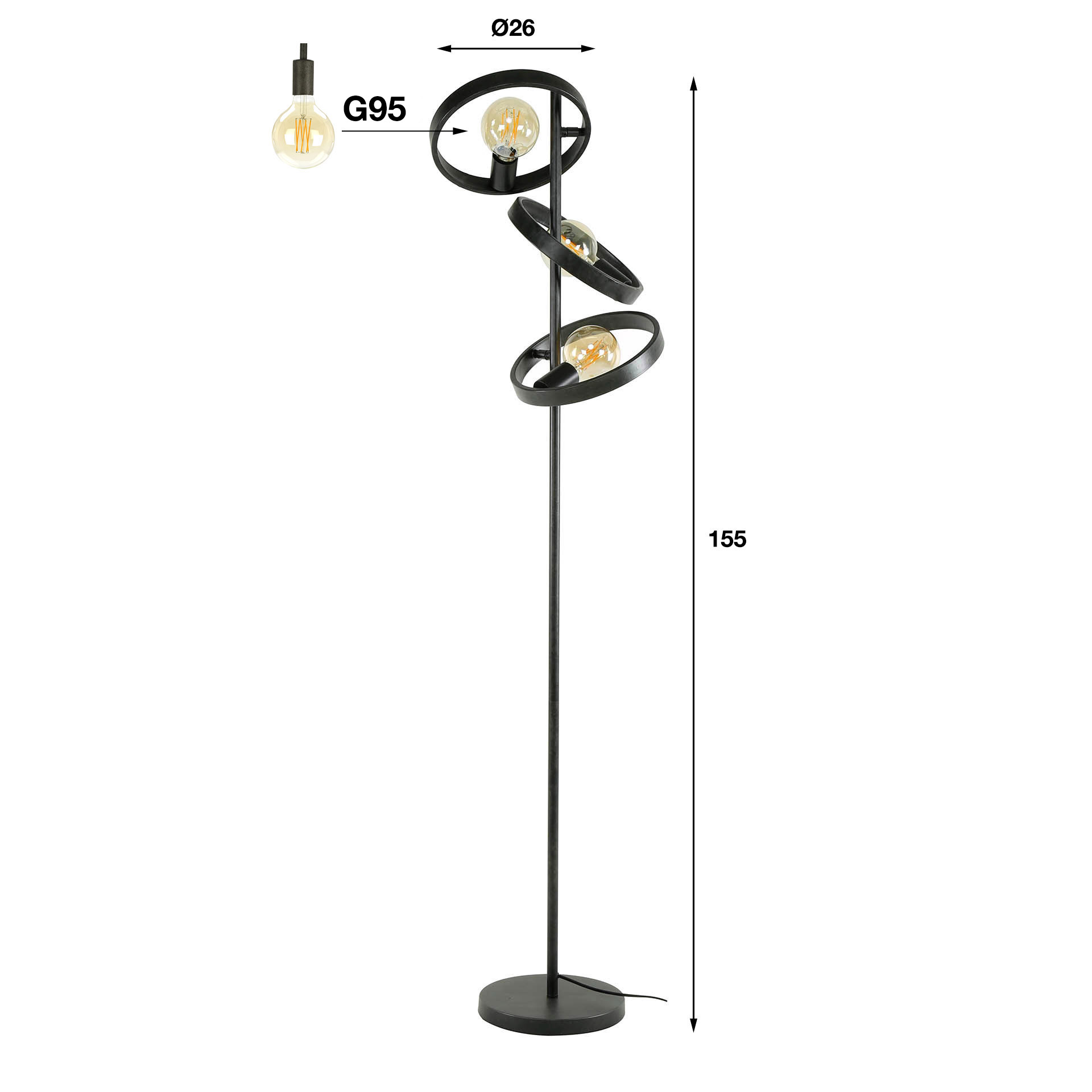Golvlampa 3L hover / Charcoal