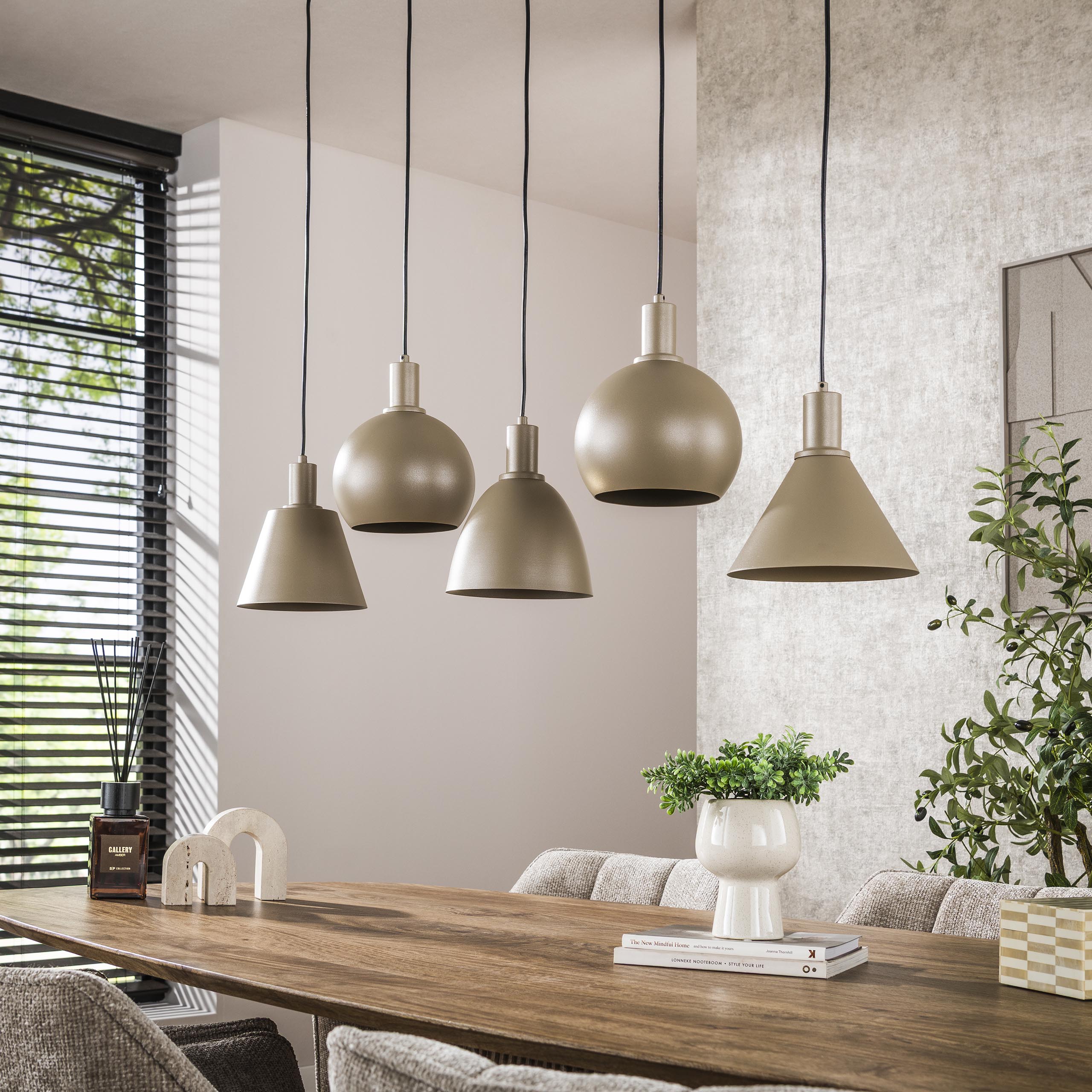 Hänglampa Metallo 5-light - Beige
