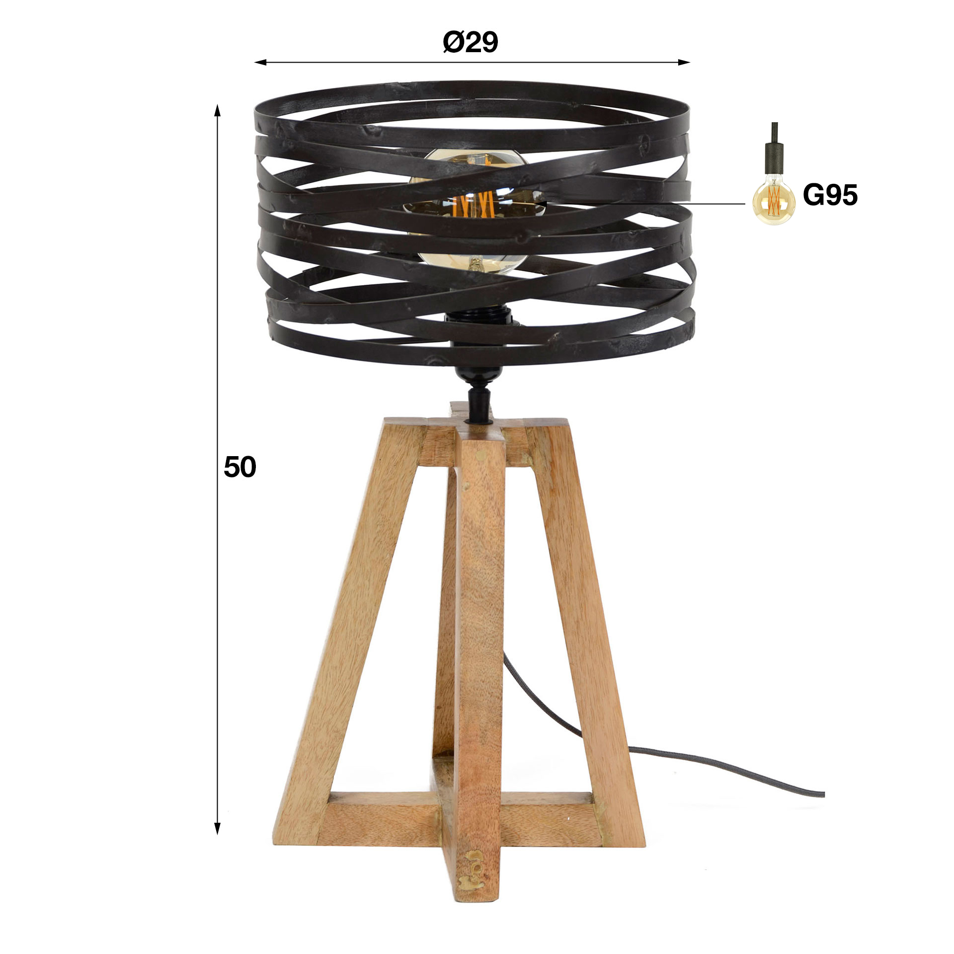 Bordslampa twist träkorsram / Skiffergrå