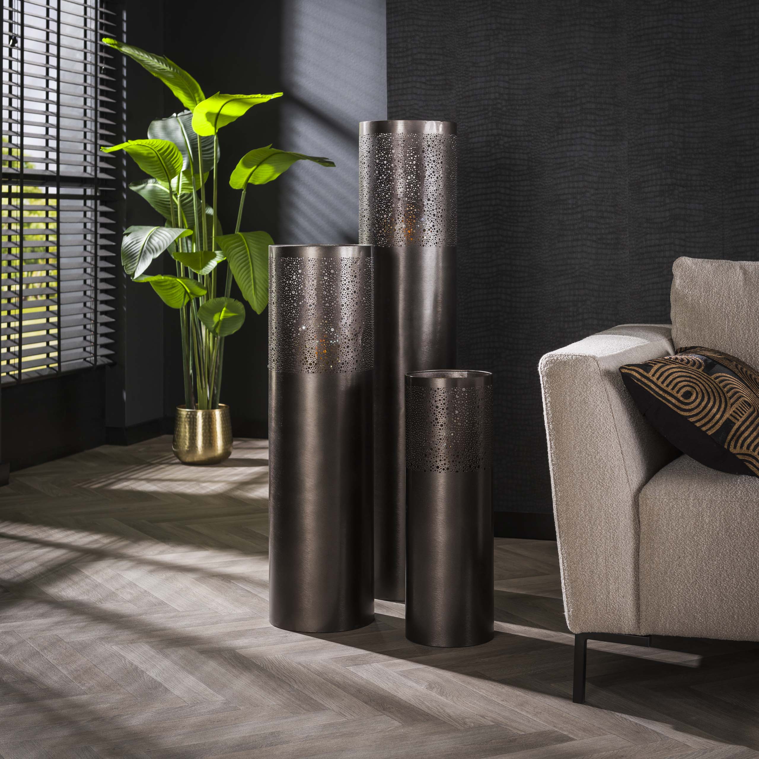 Golvlampa Cylinder Glow 1-ljus 60 cm - Svart nickel