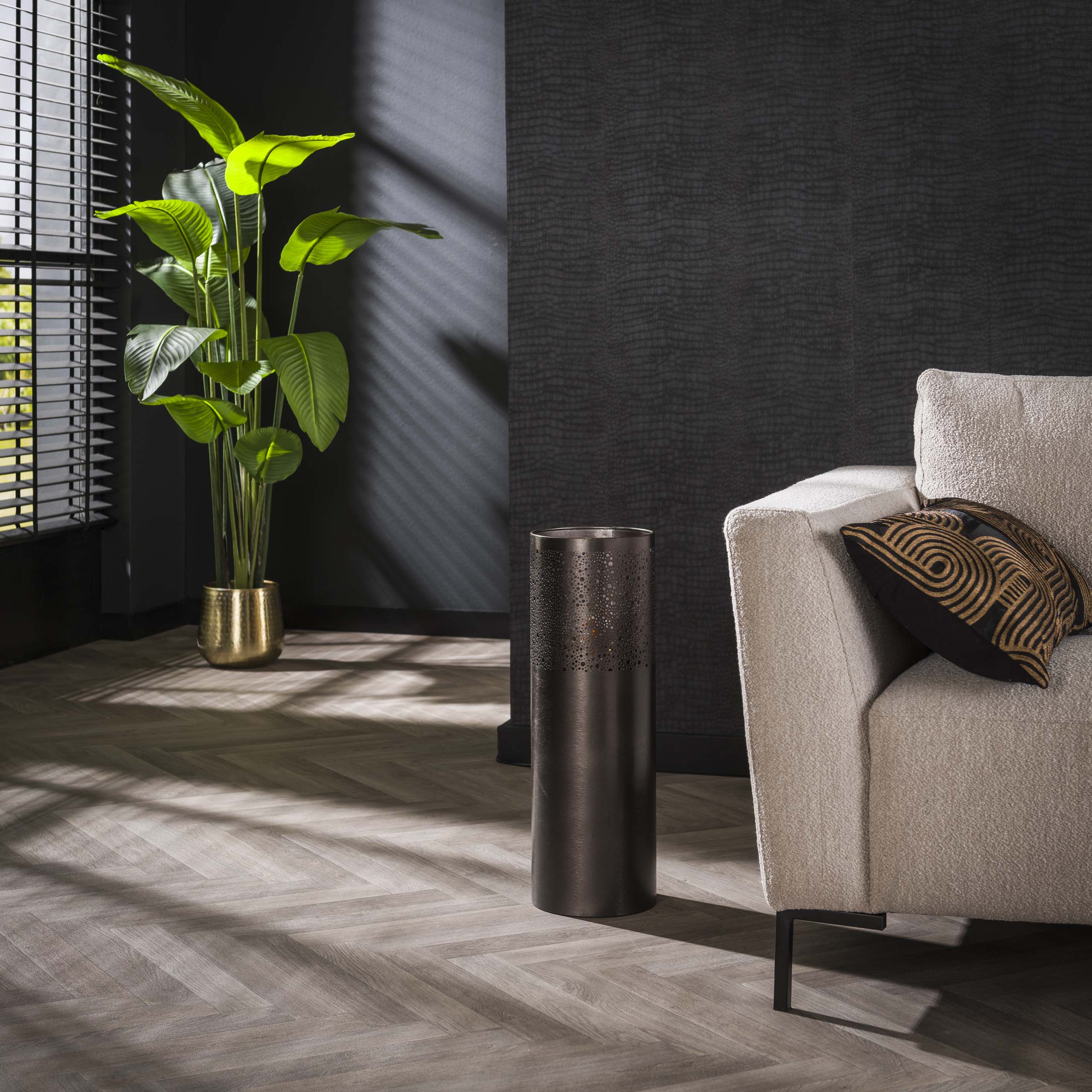 Golvlampa Cylinder Glow 1-ljus 60 cm - Svart nickel