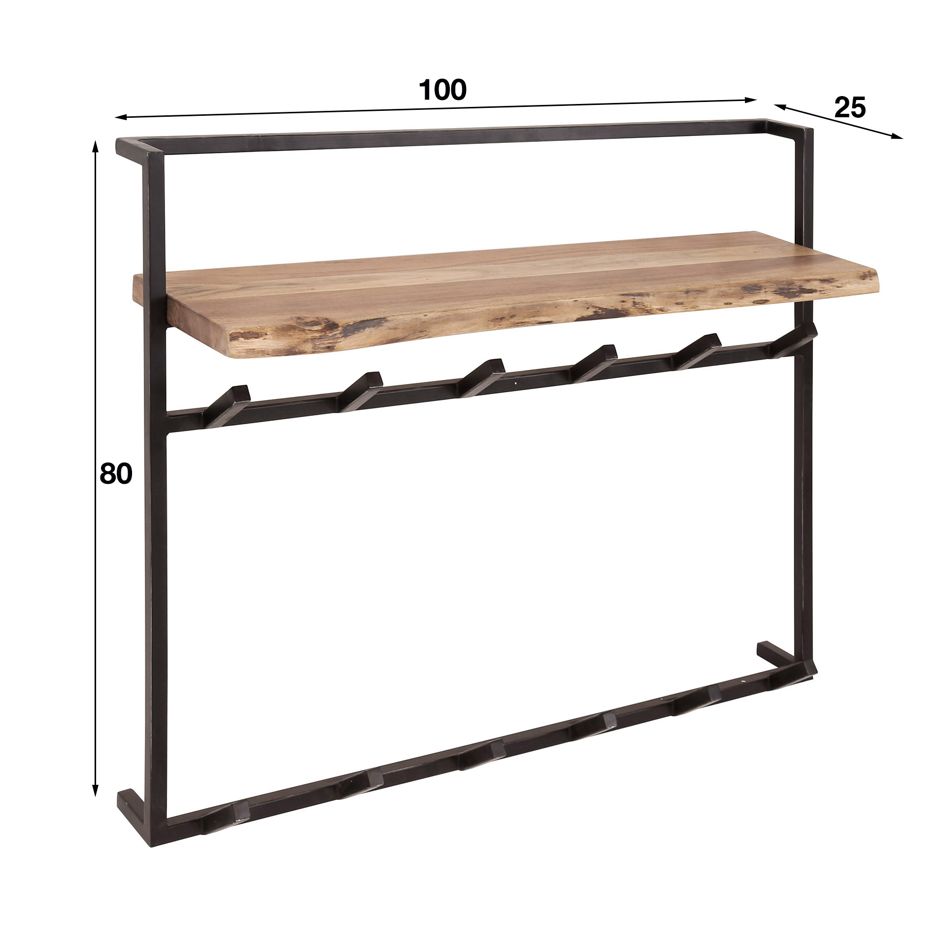 Klädställ air solid 12 krokar hylla / Solid akacia natur