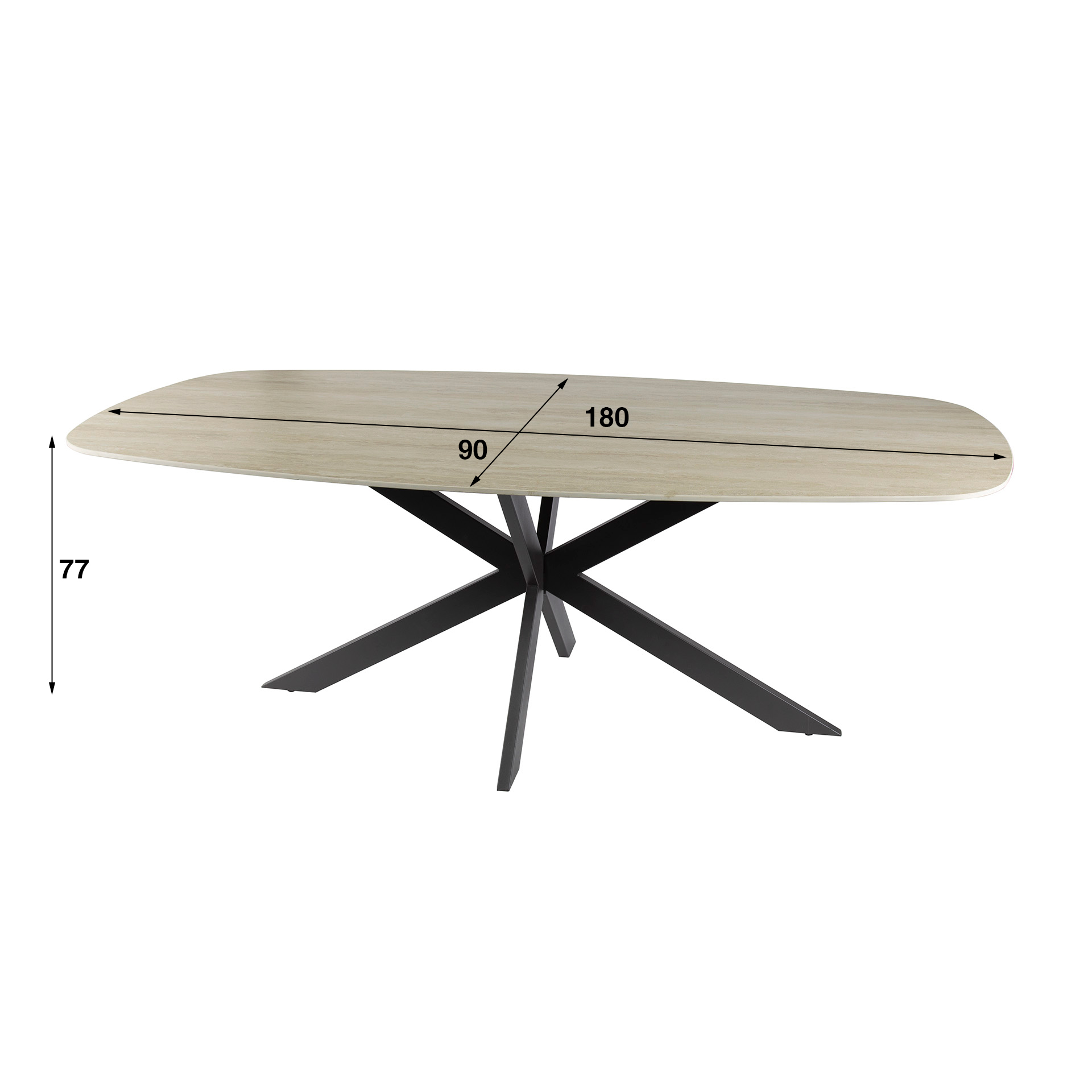 Matbord Romano Cross dansk oval 180 cm - 3D keramik