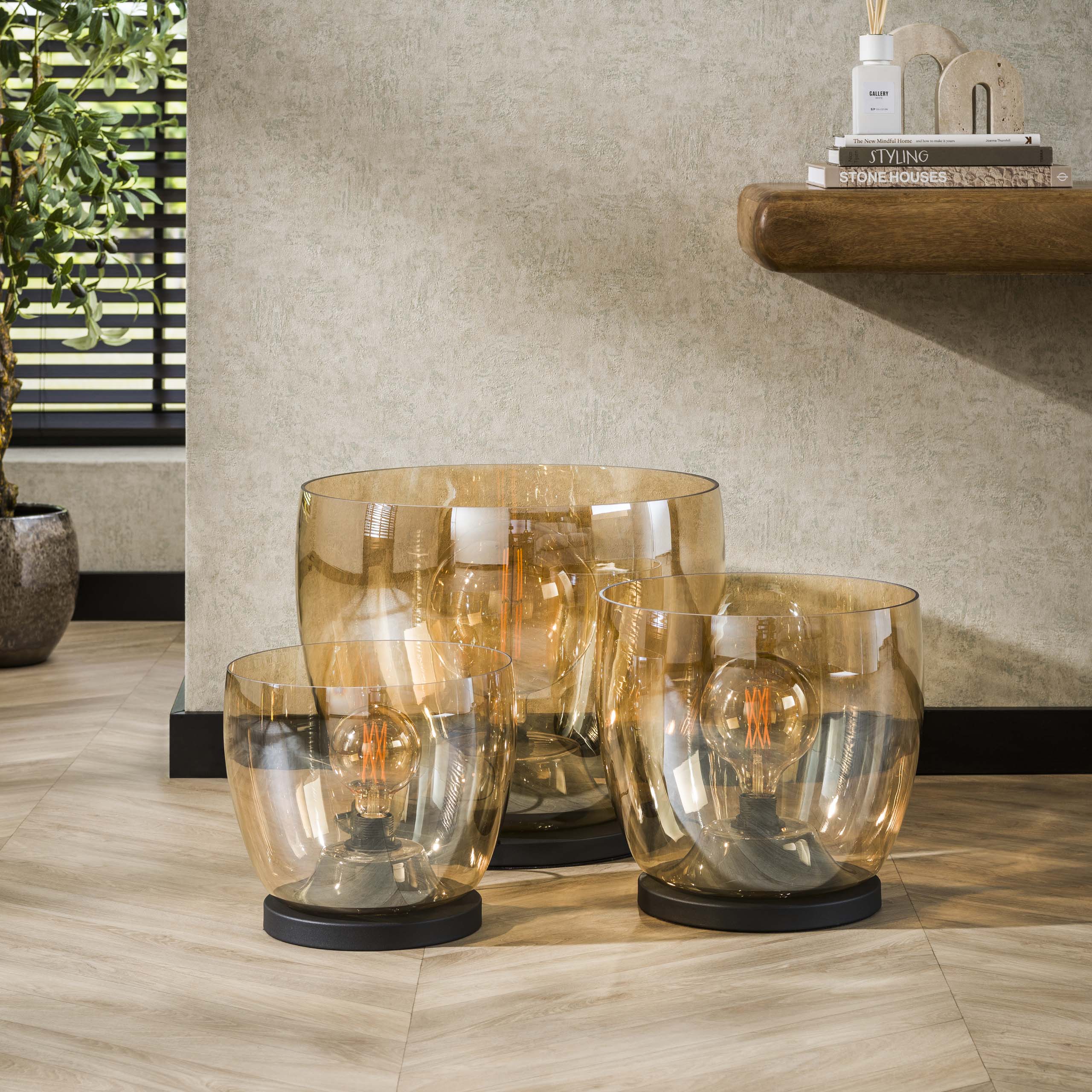 Golvlampa UP L 1-ljus - Bärnstensfärgad glas